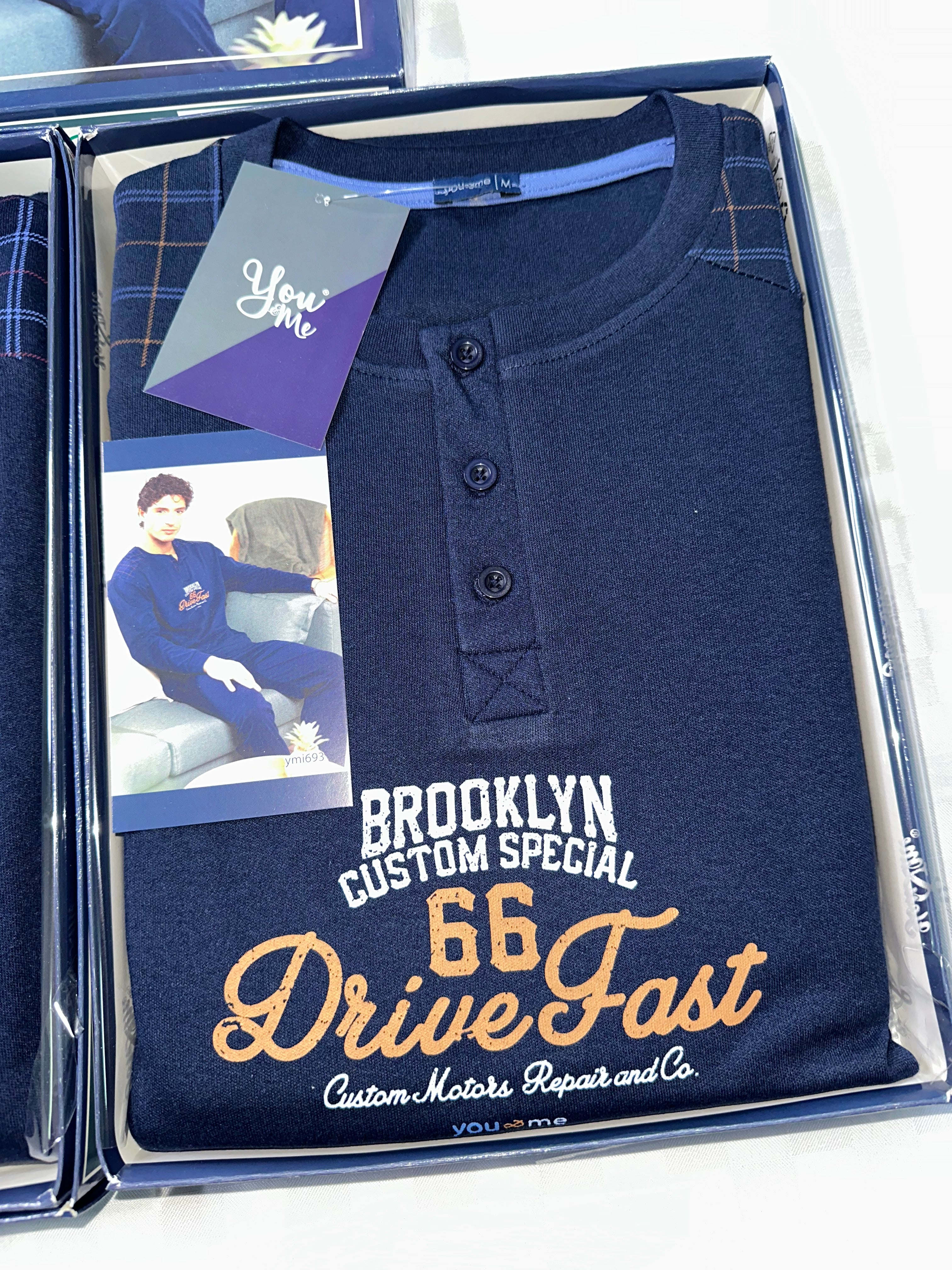 PIGIAMA UOMO IN COTONE CALDO Manica lunga e Pantalone lungo