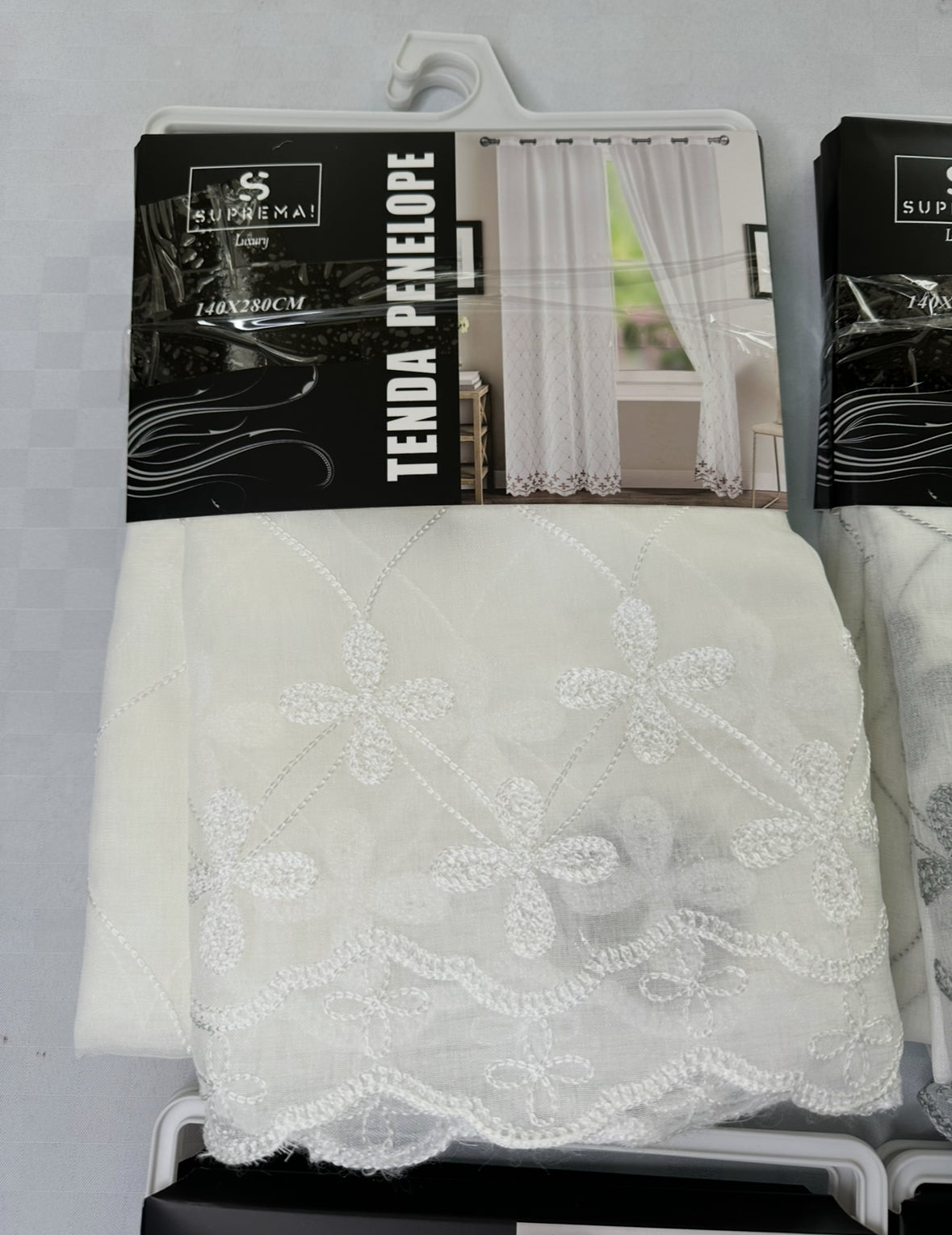 COPPIA DI TENDE PER INTERNI VELATE CONFEZIONE DA 2 TELI (OGNI TELO MISURA 140x280cm)art.Penelope