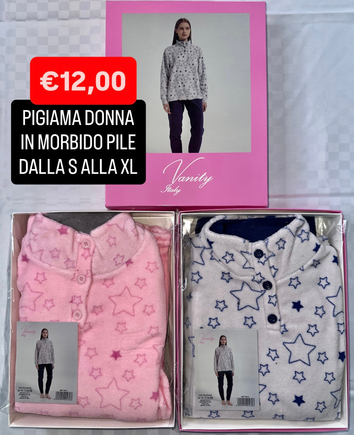 PIGIAMA DONNA IN MORBIDO PILE Manica lunga e Pantalone lungo