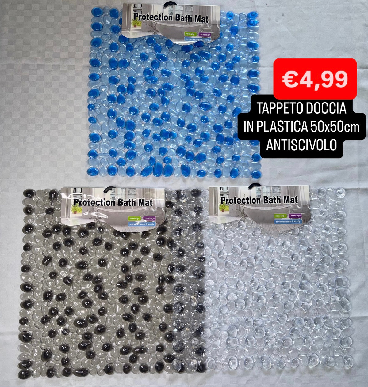 TAPPETO DOCCIA IN PLASTICA ANTISCIVOLO misura 50x50cm