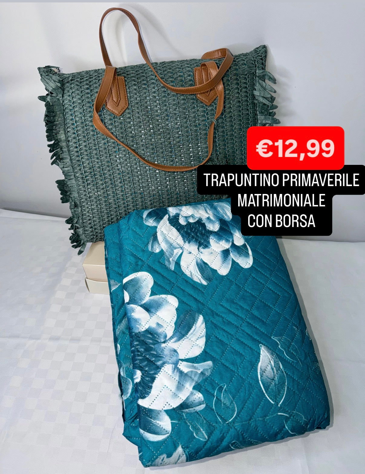 TRAPUNTINO PRIMAVERILE MATRIMONIALE 260x260cm CON BORSA IN OMAGGIO