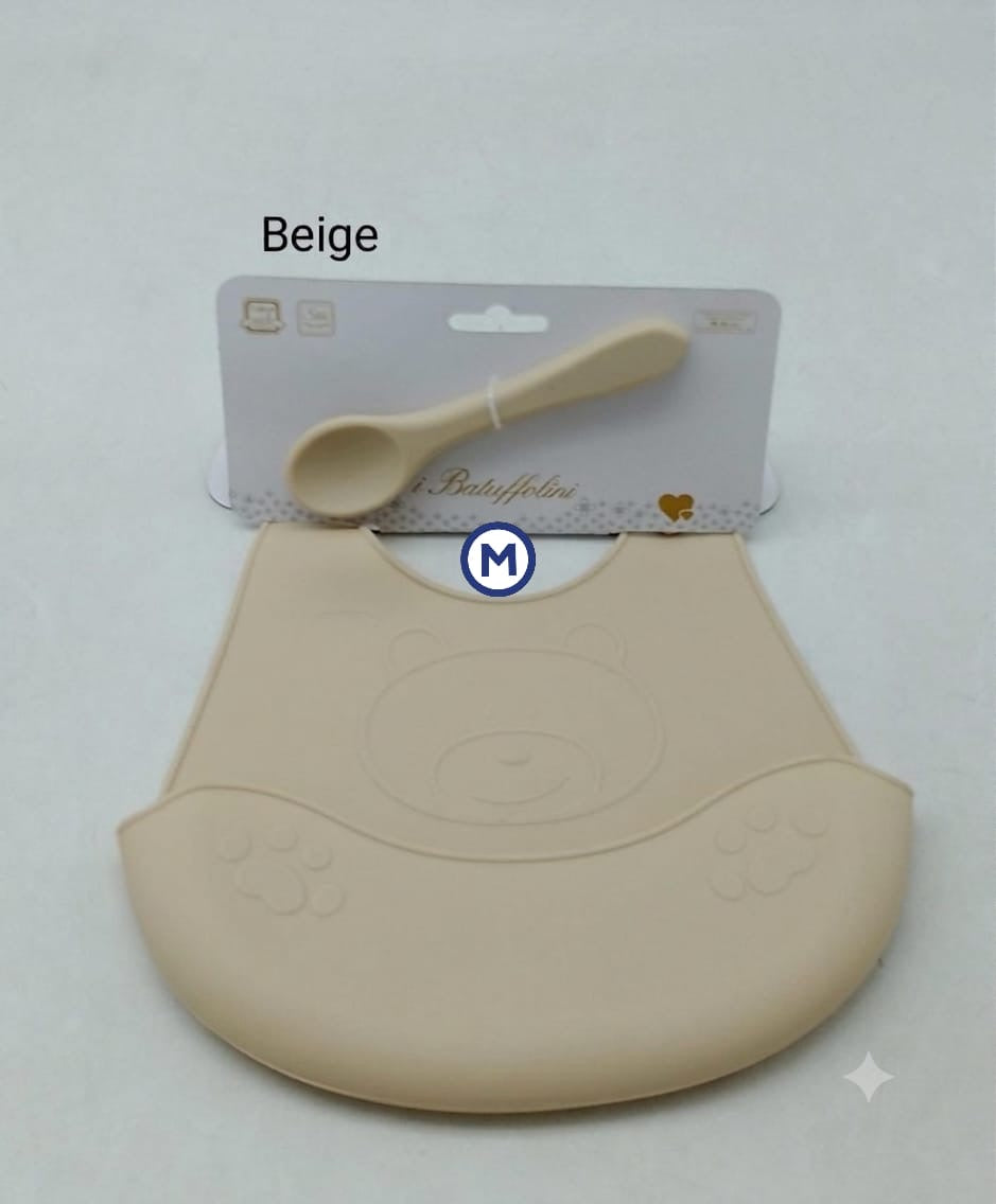 BAVETTA PLASTIFICATA CON POSATA NEONATO/A