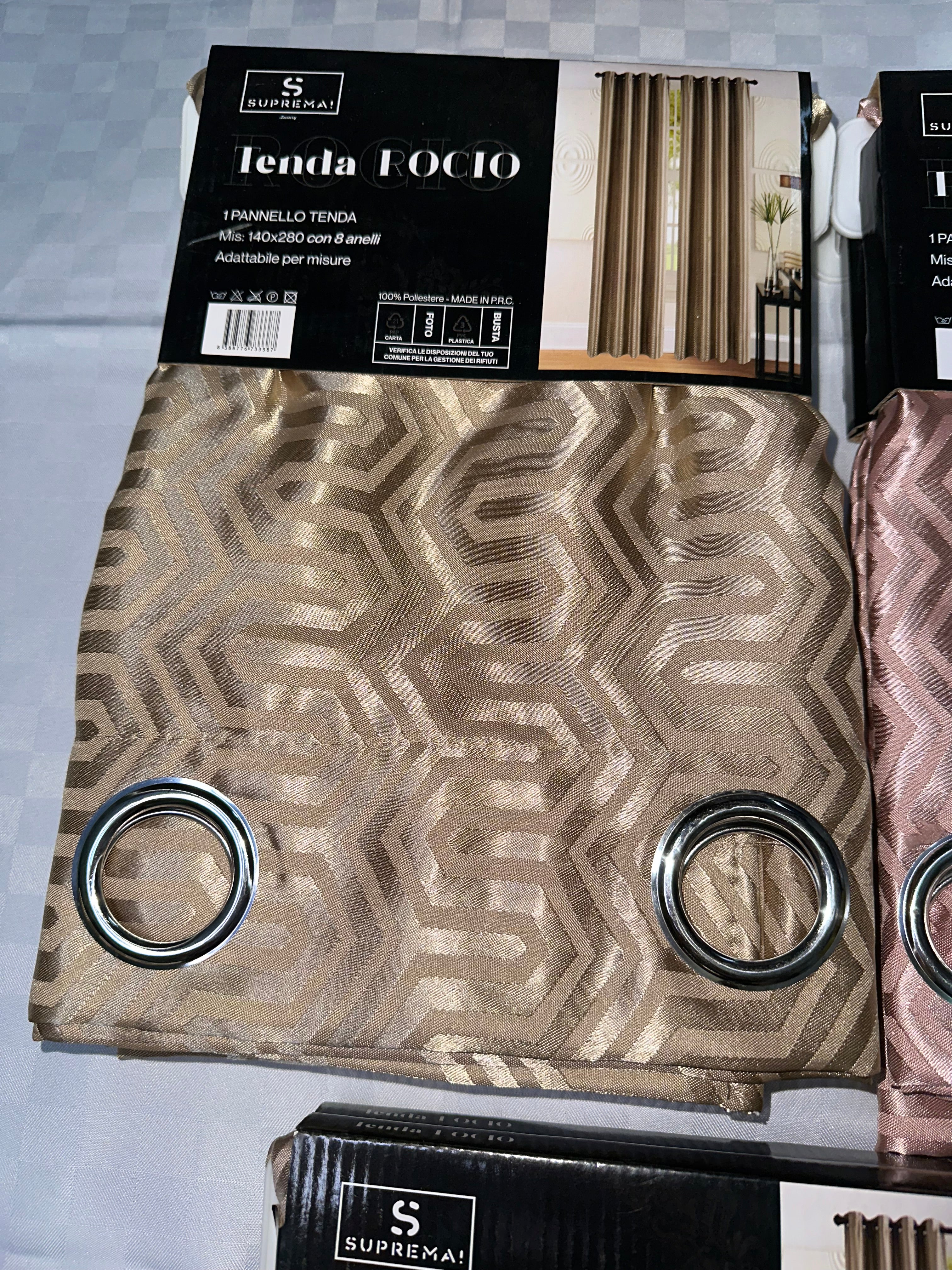 COPPIA DI TENDE PER INTERNI TESSUTO COPRENTE CONFEZIONE DA 2 TELI (OGNI TELO MISURA 140x280cm)art. Rocio