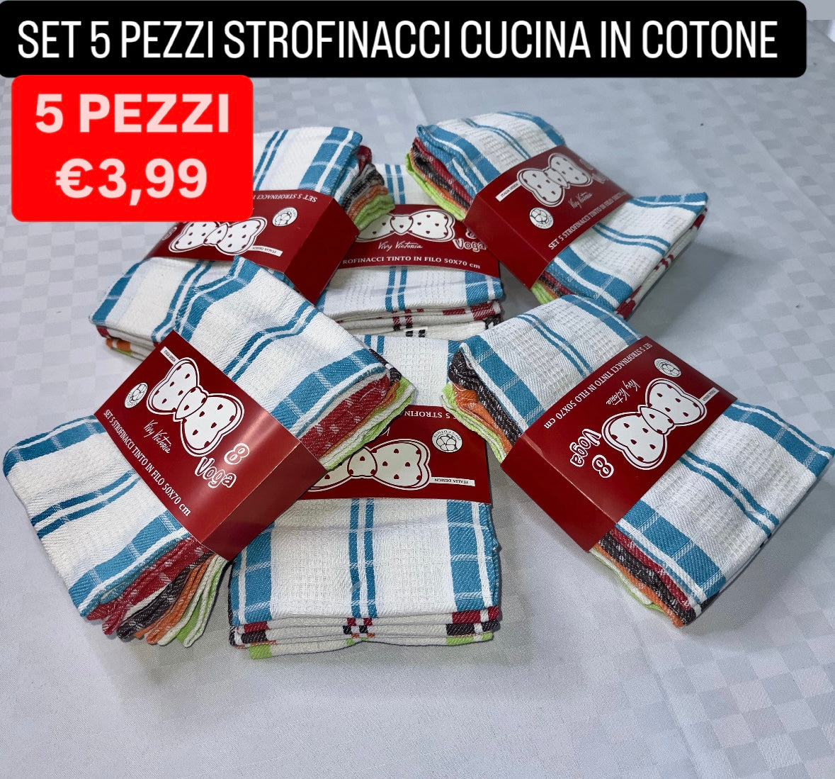 STROFINACCI CUCINA IN COTONE SET DA 5 PEZZI