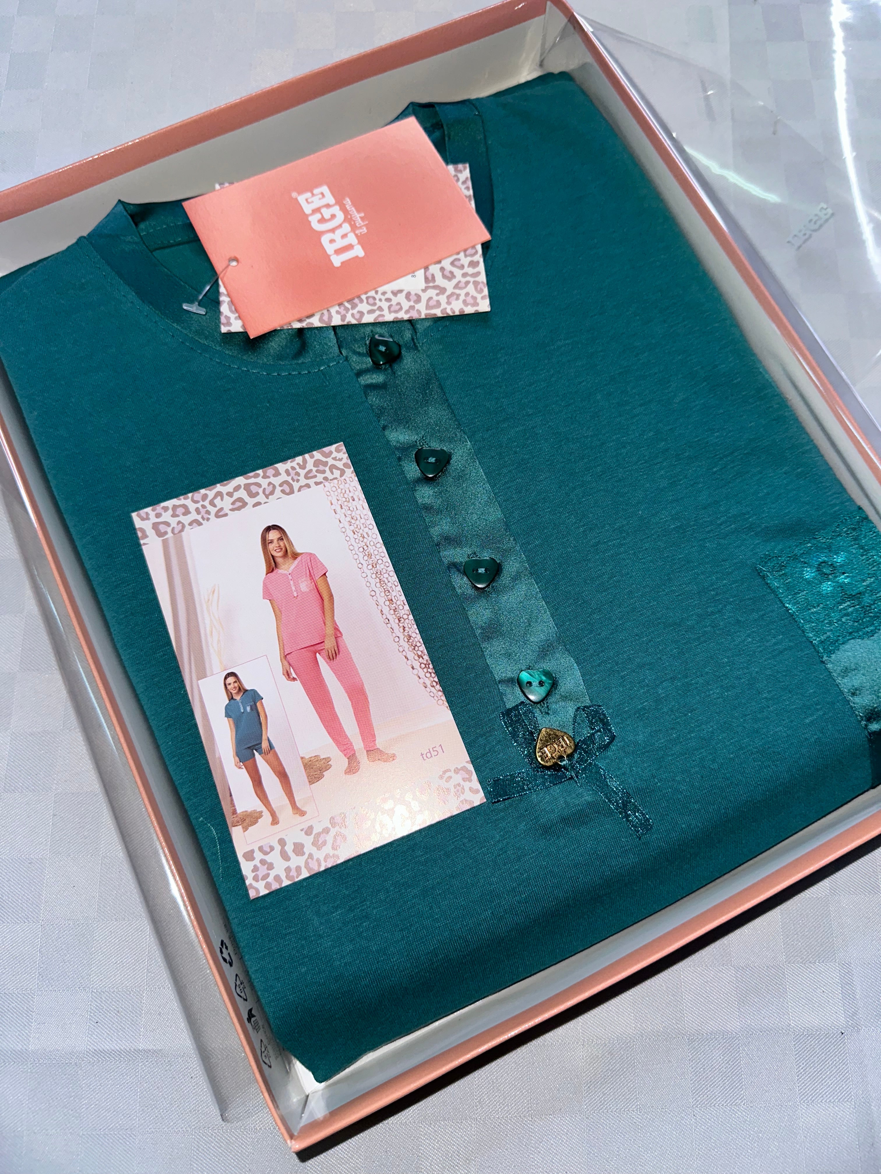 PIGIAMA DONNA 3 PEZZI IN 100% COTONE Maglia mezza manica, Pantalone lungo e Pantaloncino corto