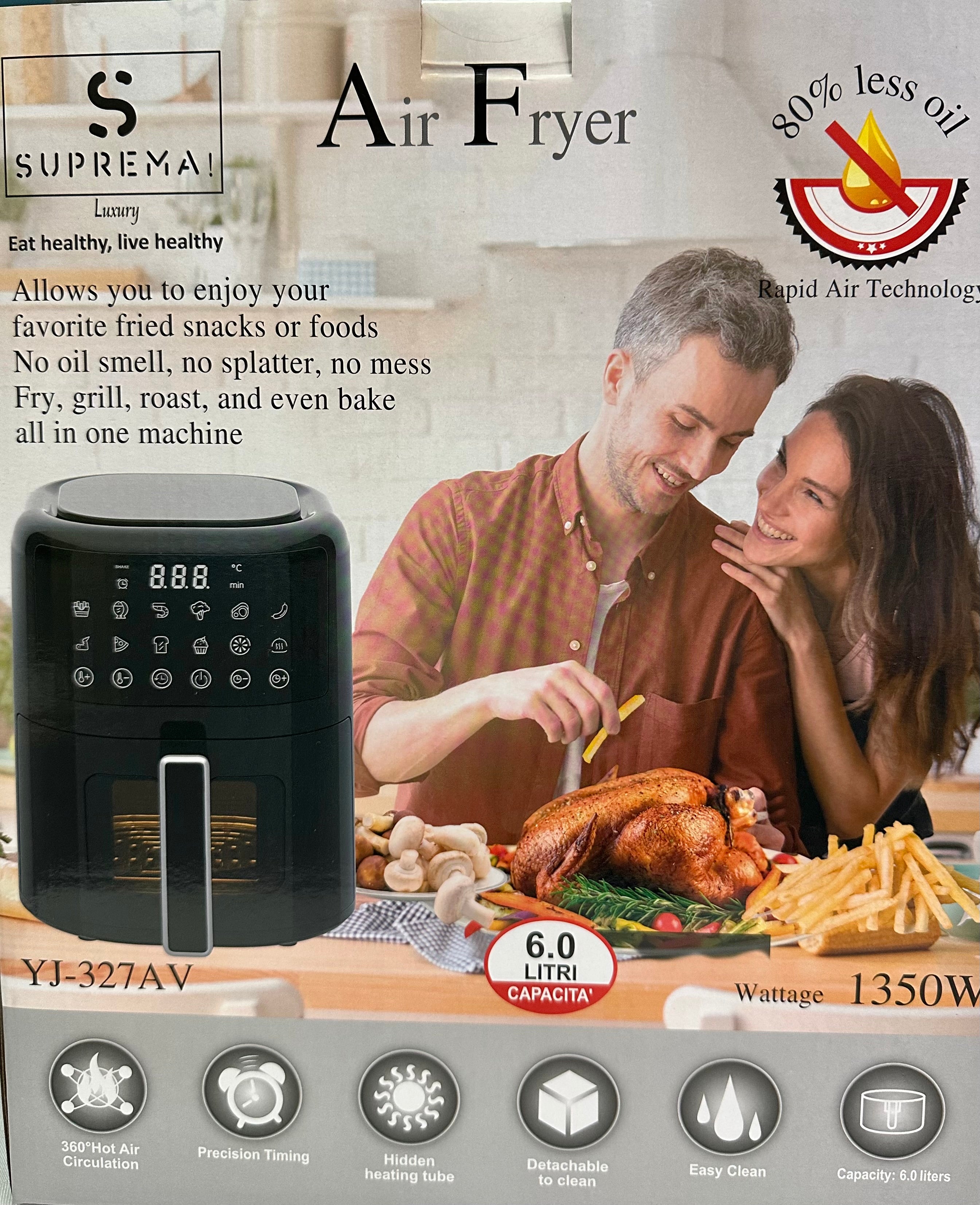 FRIGGITRICE AD ARIA capacità di 6 LITRI con diverse modalità di cottura