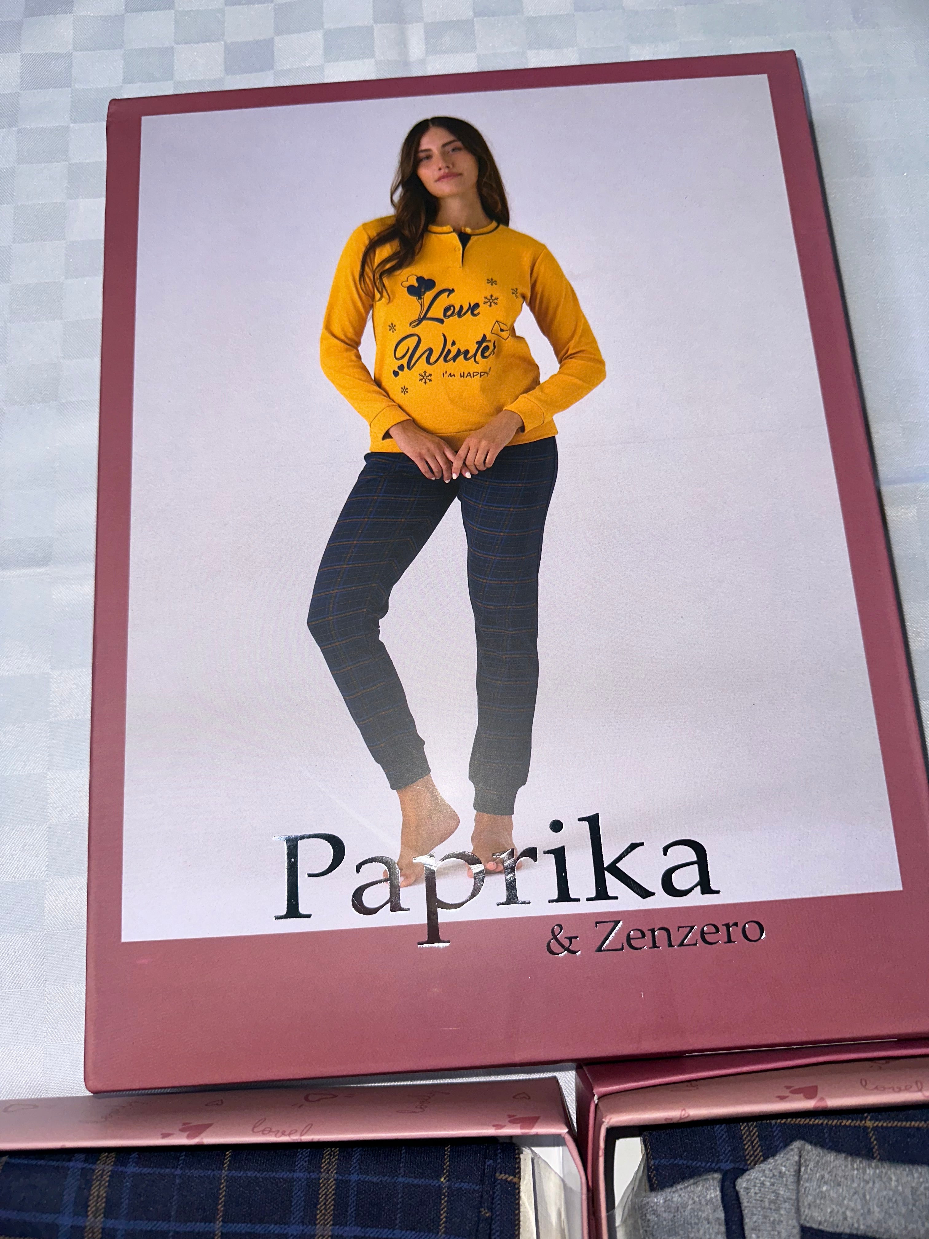 PIGIAMA DONNA IN COTONE CALDO MANICA LUNGA E PANTALONE LUNGO