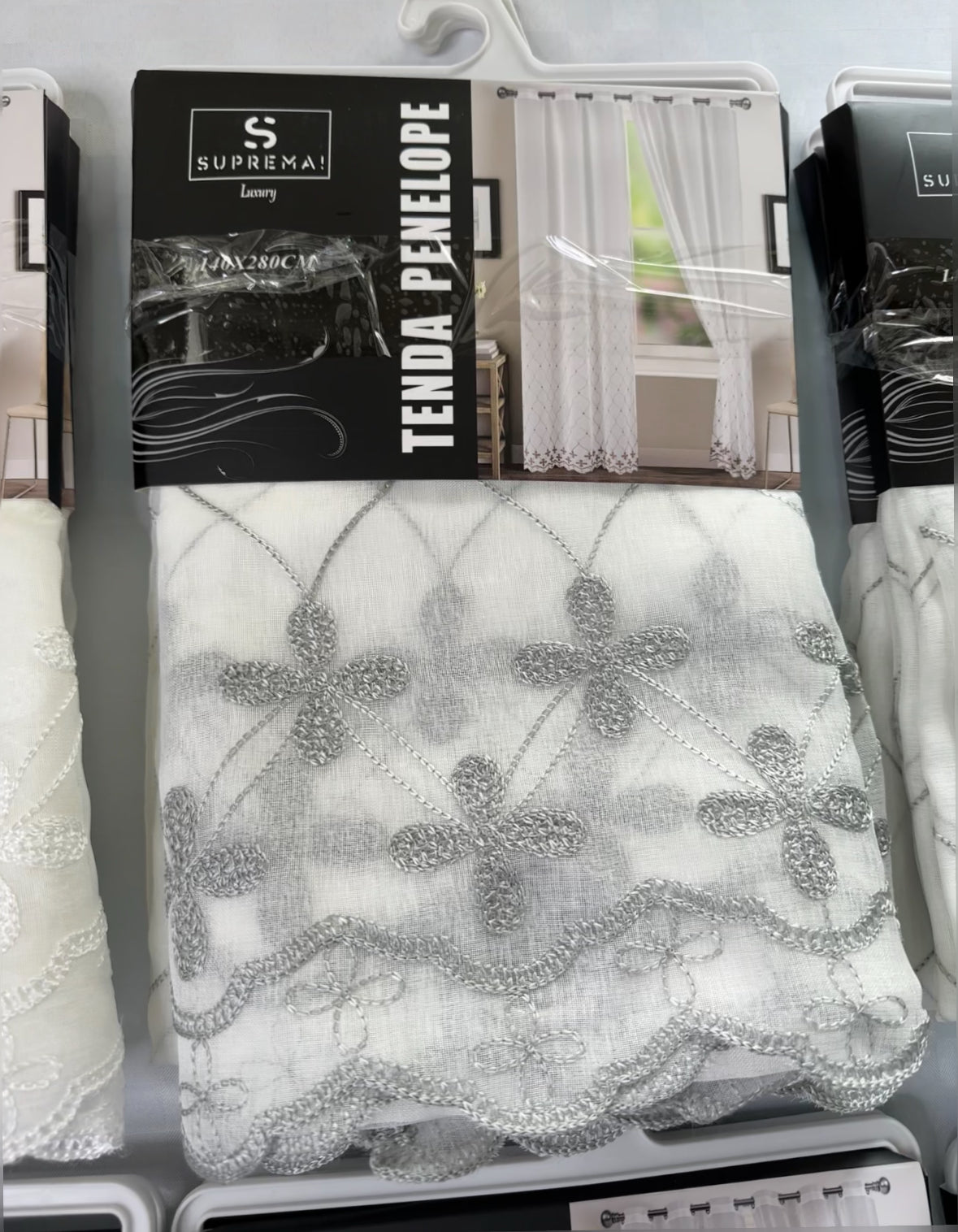 COPPIA DI TENDE PER INTERNI VELATE CONFEZIONE DA 2 TELI (OGNI TELO MISURA 140x280cm)art.Penelope