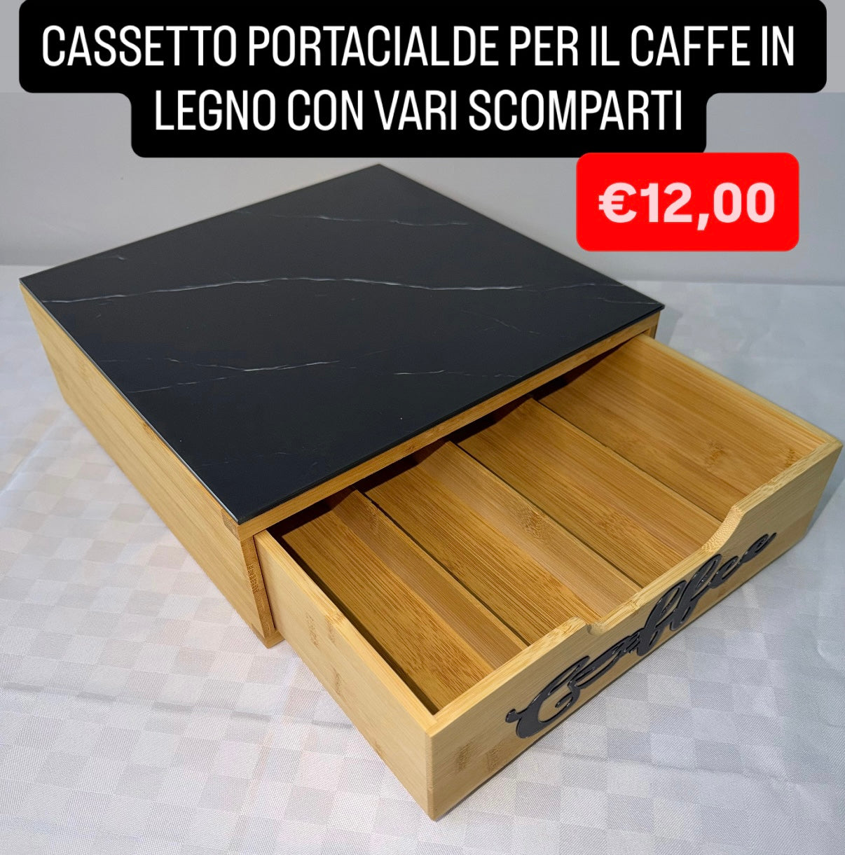 CASSETTO PORTACIALDE IN LEGNO CON VARI SCOMPARTI Effetto marmo