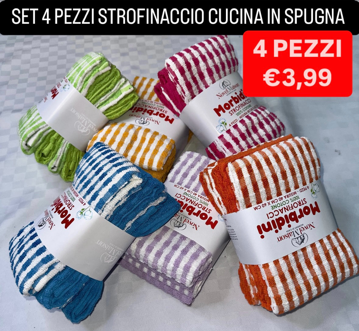 STROFINACCIO CUCINA SET DA 4 PEZZI IN SPUGNA
