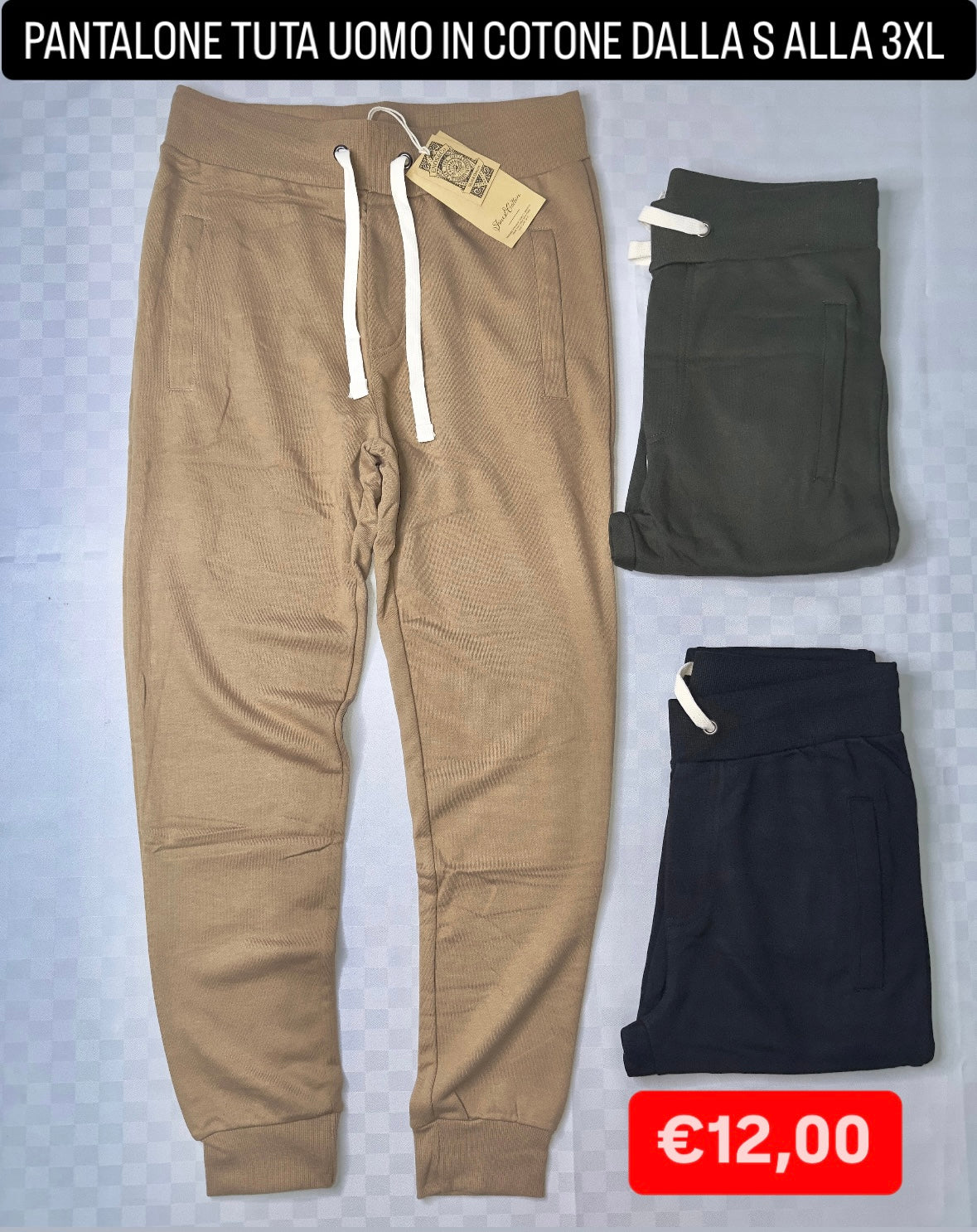 PANTALONE TUTA UOMO IN COTONE