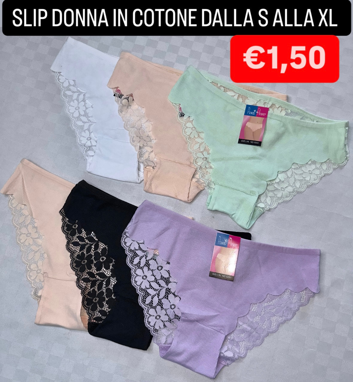 SLIP DONNA IN COTONE CON PIZZO