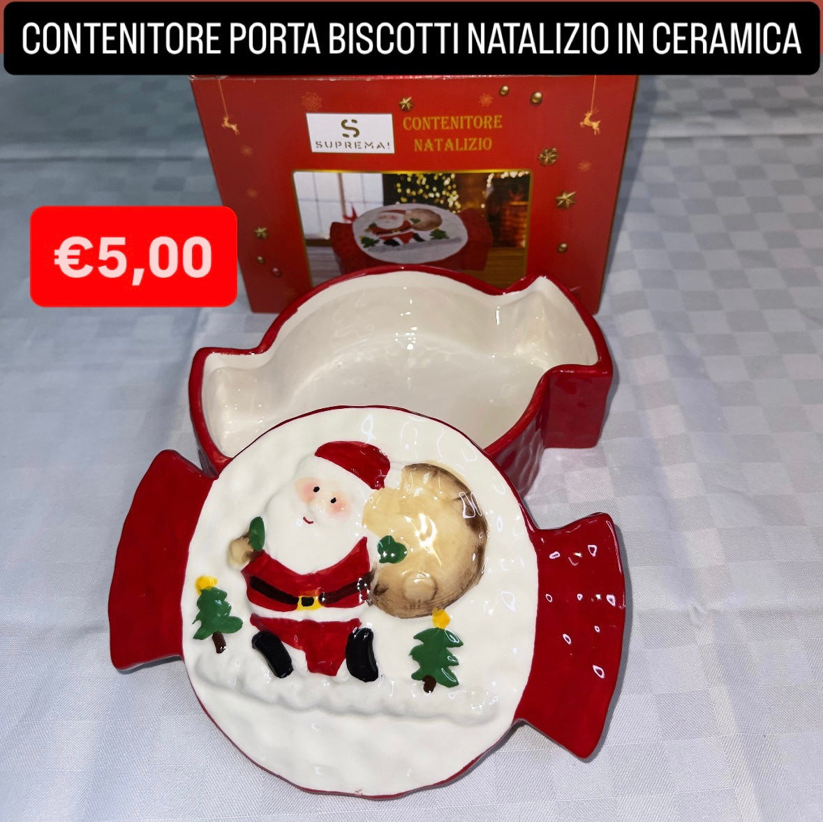 CONTENITORE PORTA BISCOTTI NATALIZIO IN CERAMICA