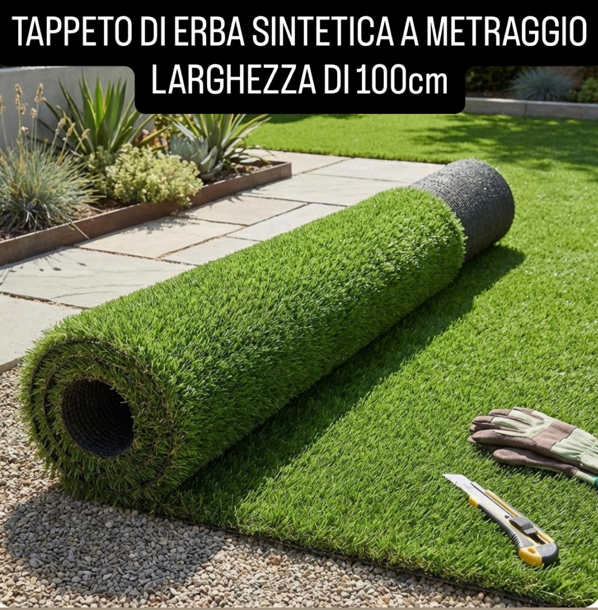 TAPPETO DI ERBA SINTETICA A METRAGGIO LARGHEZZA DI 100cm