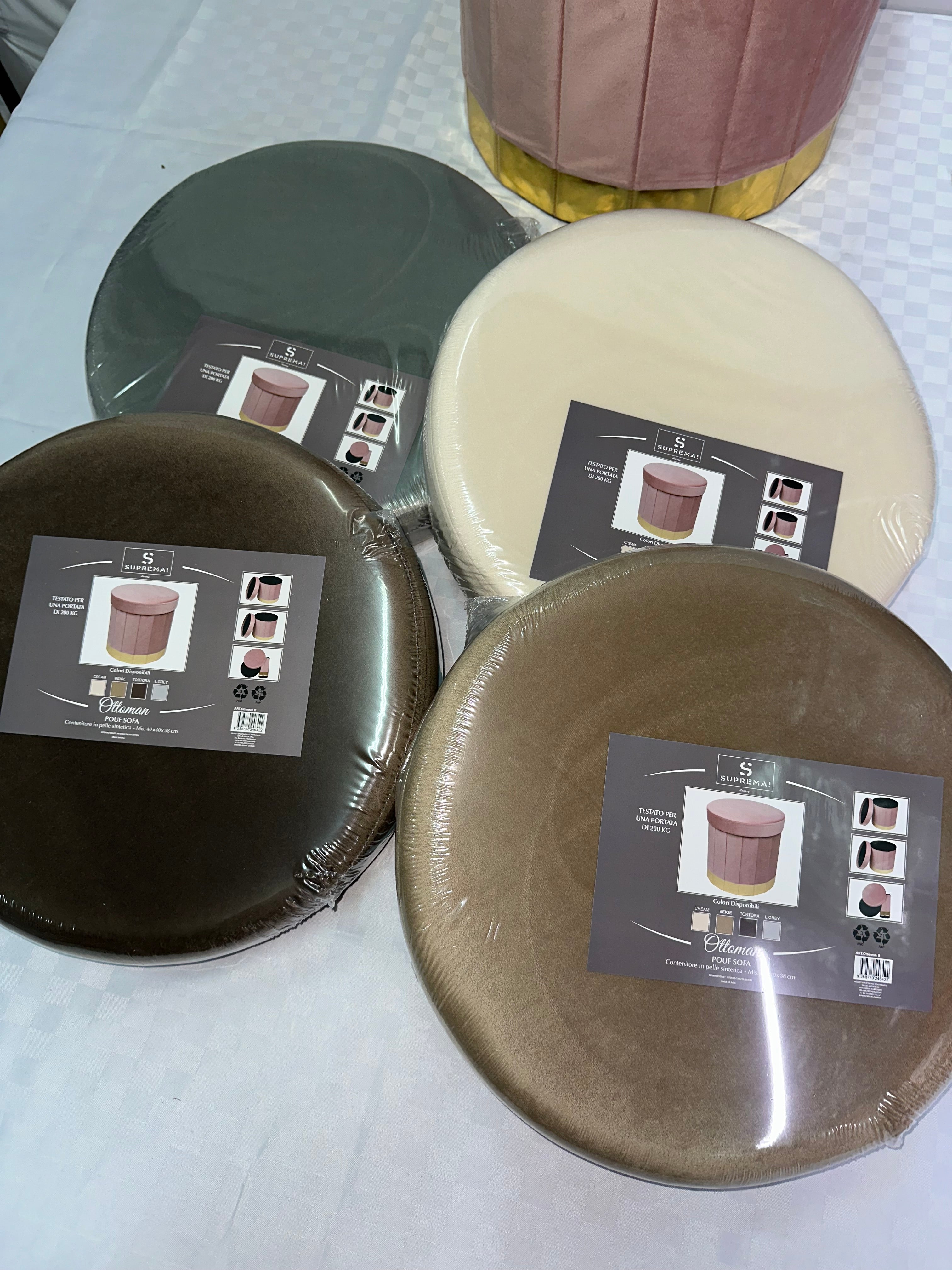 POUF CONTENITORE ROTONDO IN VELLUTO 40x40cm