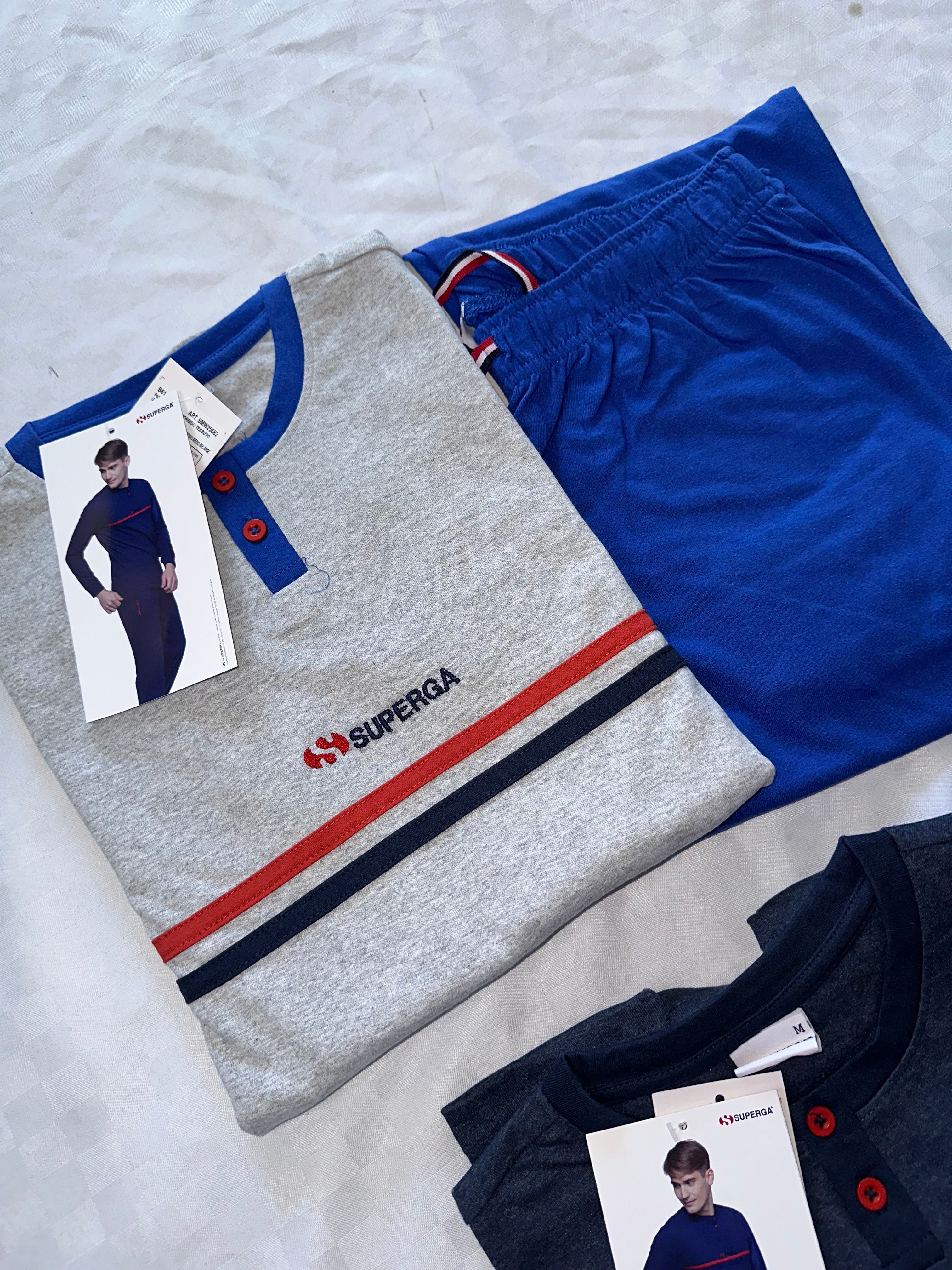 PIGIAMA UOMO IN COTONE CALDO Manica lunga e Pantalone lungo