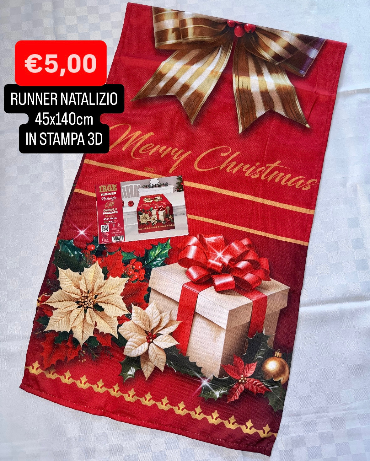 RUNNER NATALIZIO 45x140cm IN STAMPA 3D