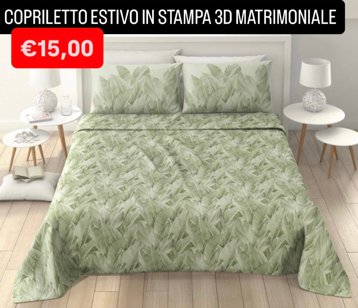 COPRILETTO ESTIVO IN STAMPA 3D MATRIMONIALE misura 260x250cm