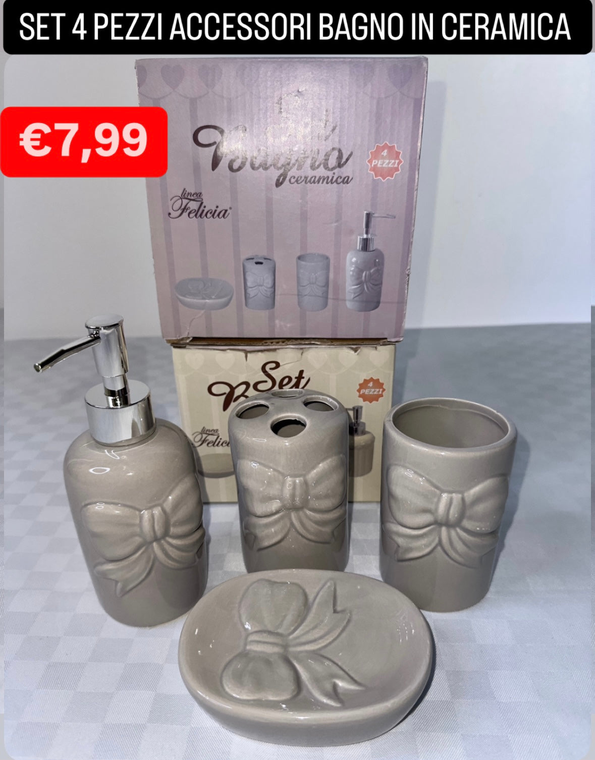 ACCESSORI BAGNO SET DA 4 PEZZI IN CERAMICA