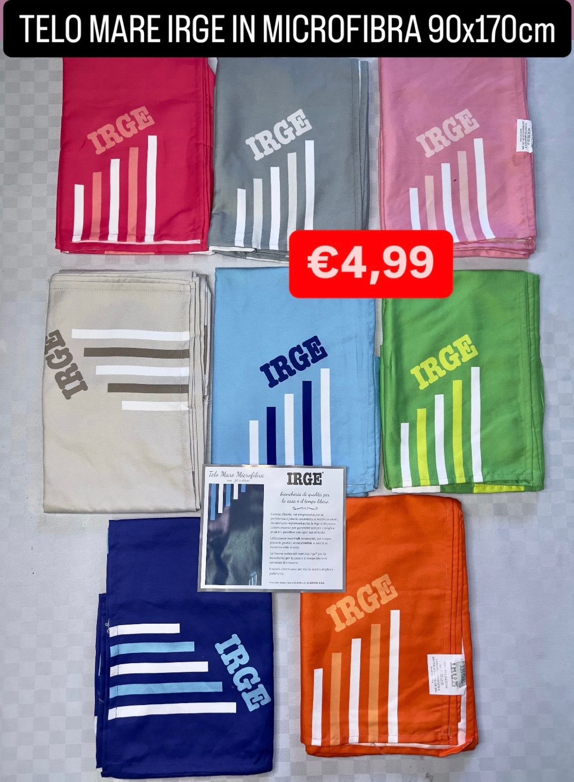 TELO MARE IRGE IN MICROFIBRA 90x170cm