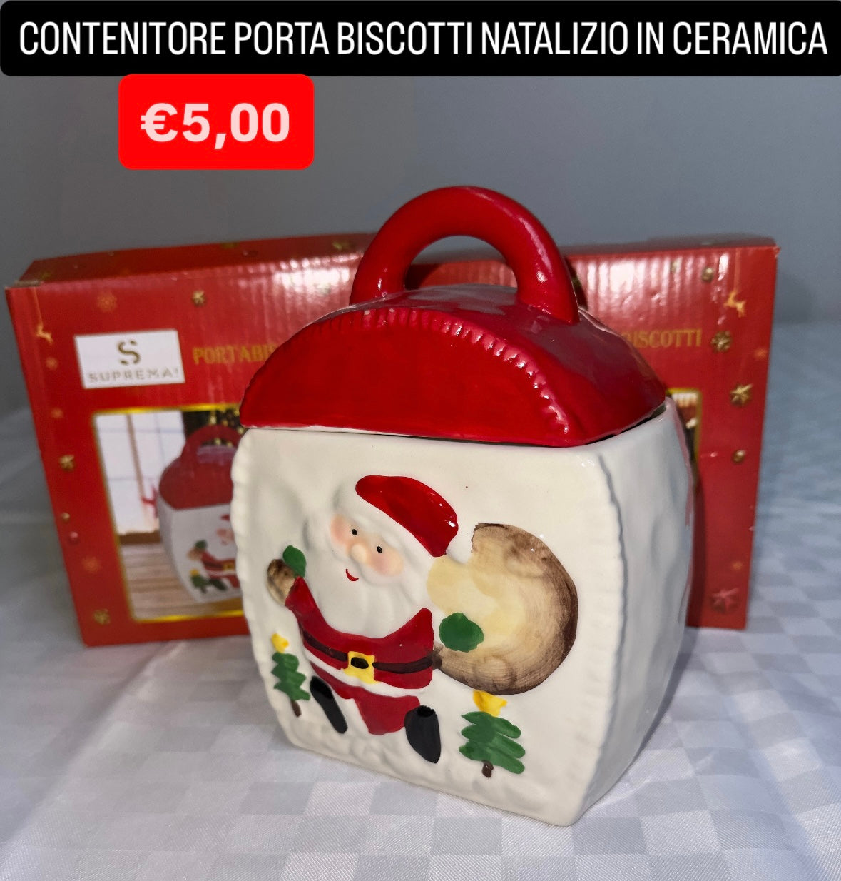 CONTENITORE PORTA BISCOTTI NATALIZIO IN CERAMICA