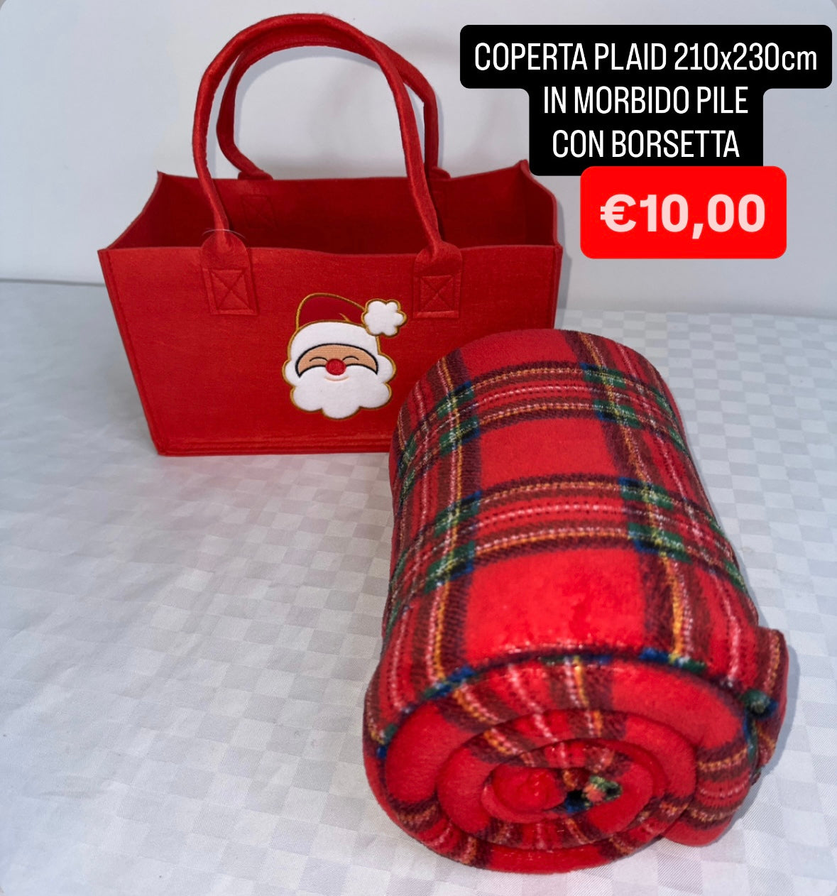 COPERTA PLAID IN MORBIDO PILE COMPRESA DI BORSA misura 210x230cm