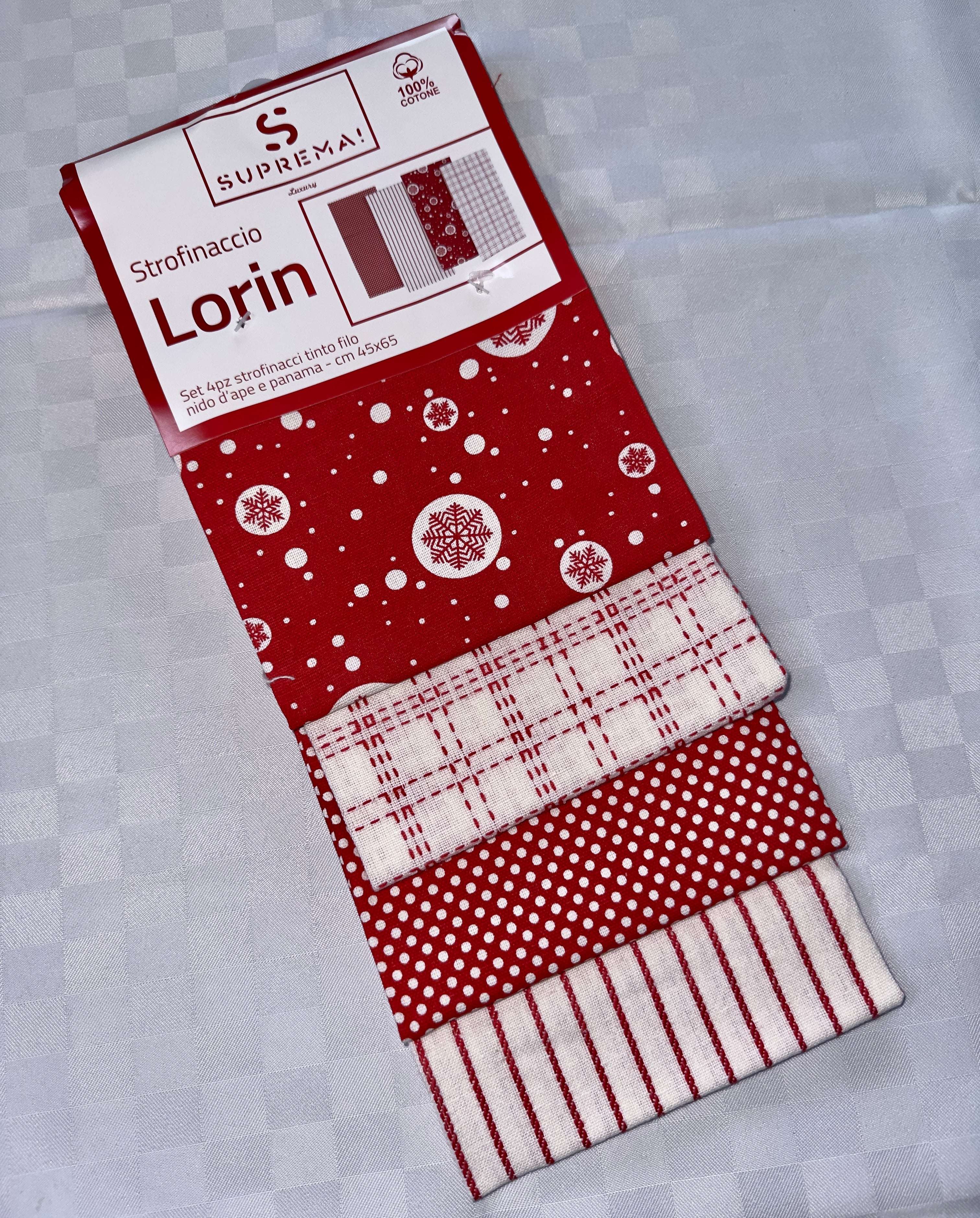 SET 4 PEZZI STROFINACCI CUCINA IN COTONE NATALIZIO