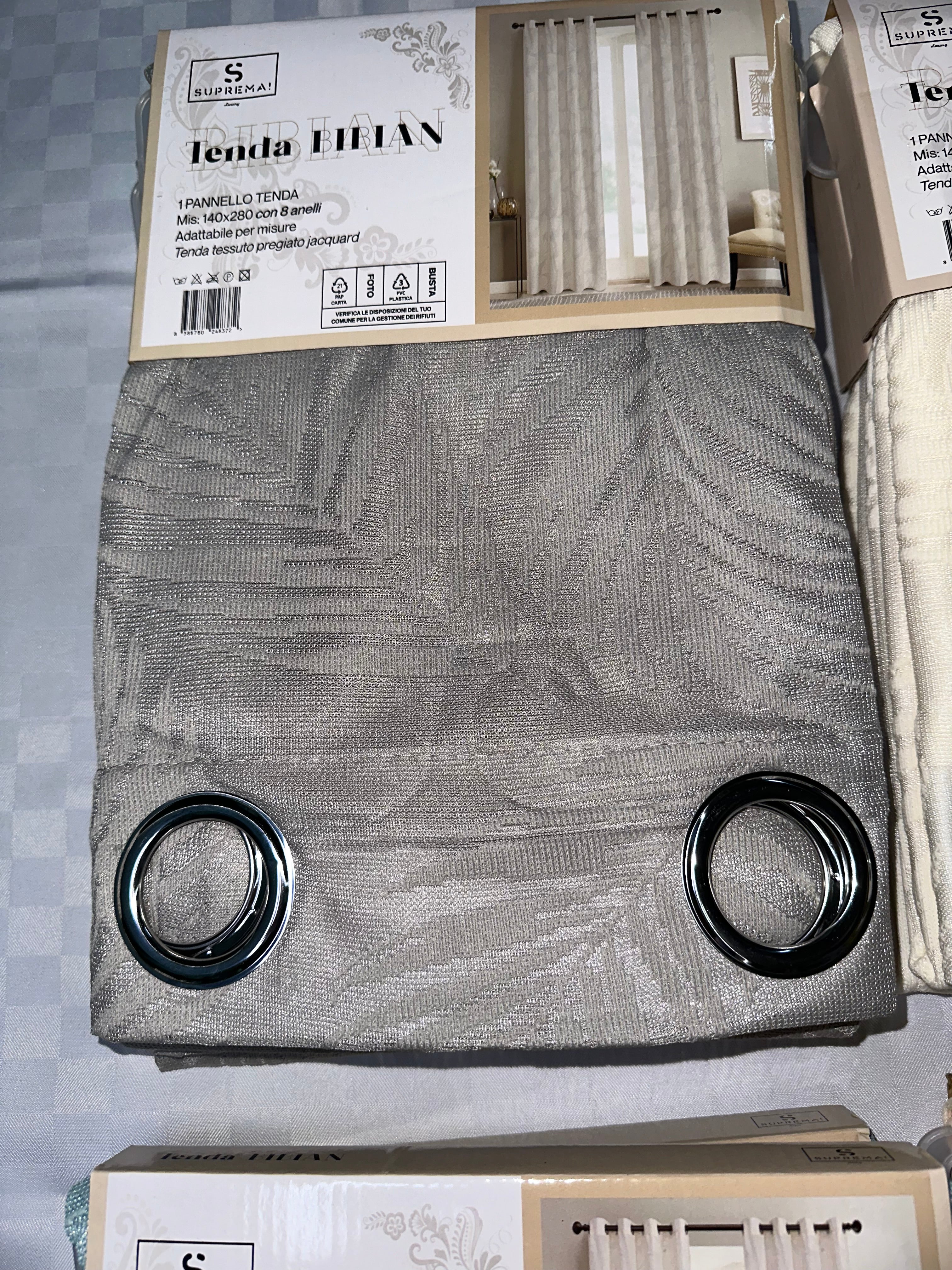 COPPIA DI TENDE PER INTERNI VELATE CONFEZIONE DA 2 TELI (OGNI TELO MISURA 140x280cm)art. Bibian