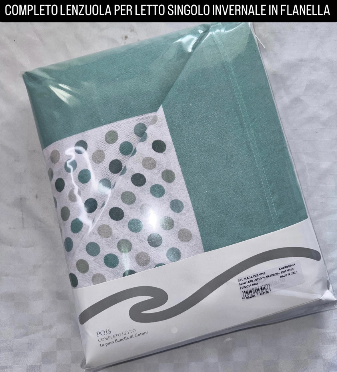 COMPLETO LENZUOLA PER LETTO SINGOLO IN FLANELLA Lenzuolo sopra,Lenzuolo sotto con angoli e due federe