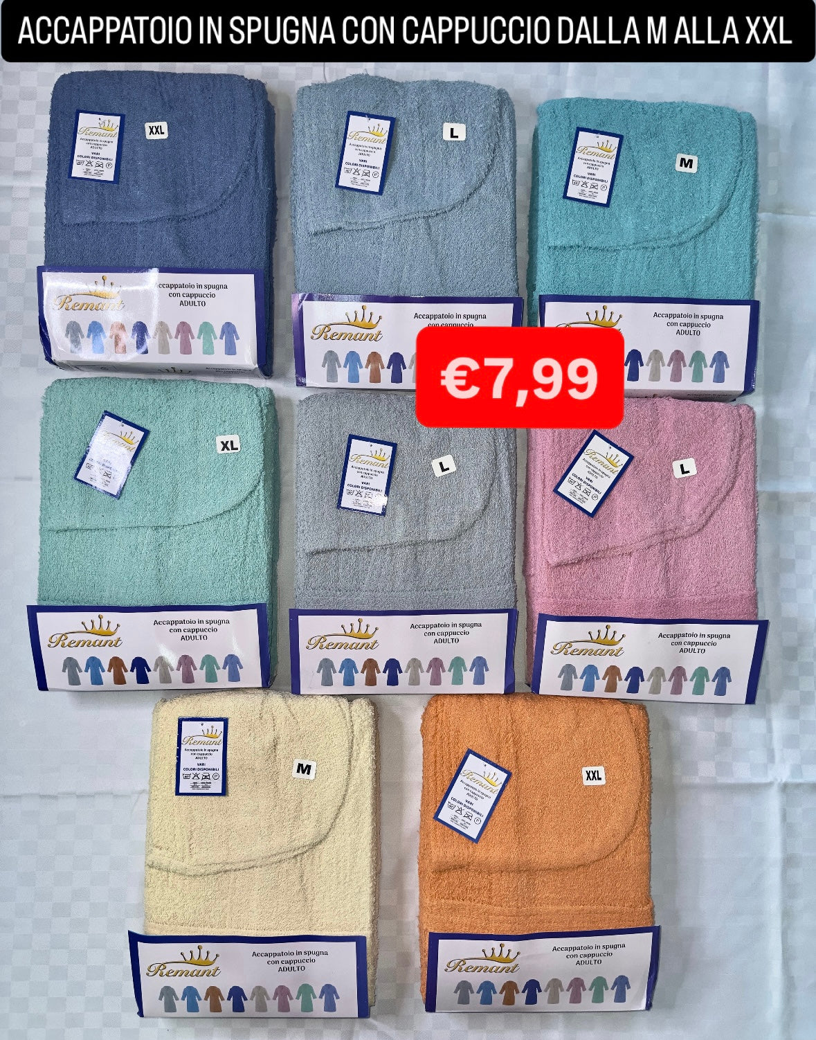 ACCAPPATOIO IN SPUGNA CON CAPPUCCIO E CINTURA