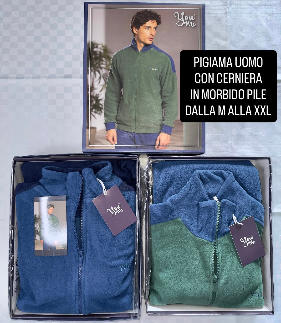 PIGIAMA UOMO IN MORBIDO PILE CON CERNIERA Manica lunga e Pantalone lungo