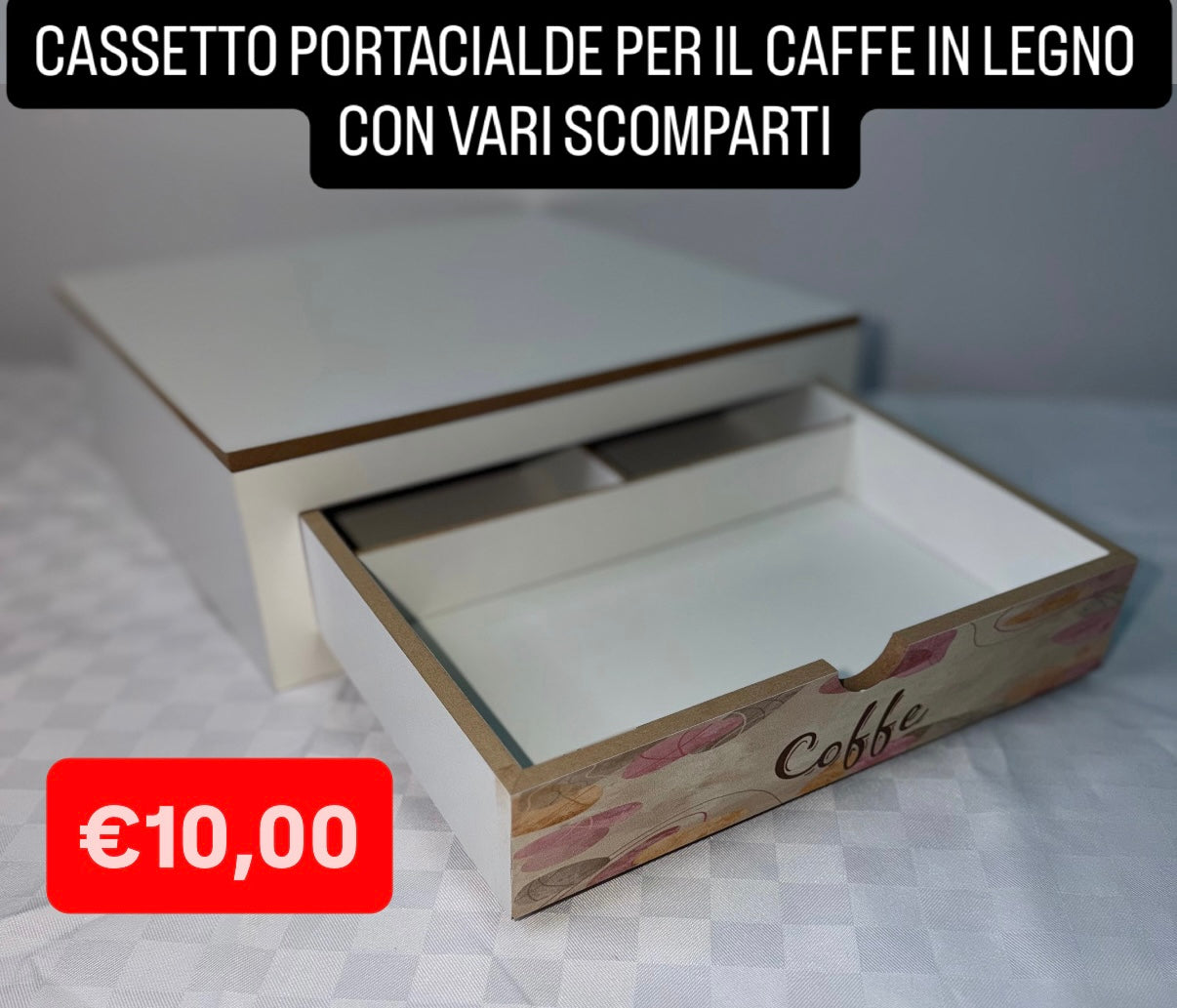 CASSETTO PORTACIALDE IN LEGNO CON VARI SCOMPARTI