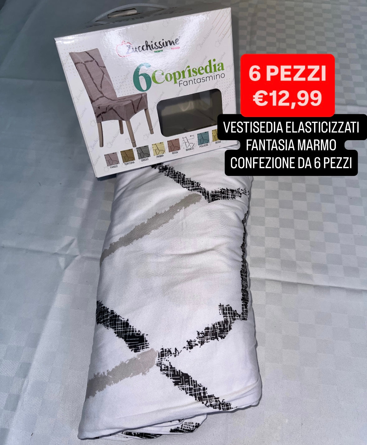 VESTISEDIA ELASTICIZZATI FANTASIA MARMO CONFEZIONE DA 6 PEZZI