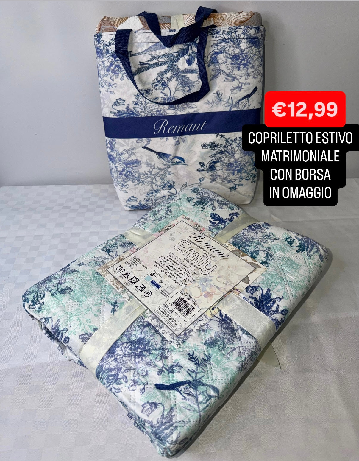 COPRILETTO ESTIVO MATRIMONIALE misura 250x260cm CON BORSA IN OMAGGIO