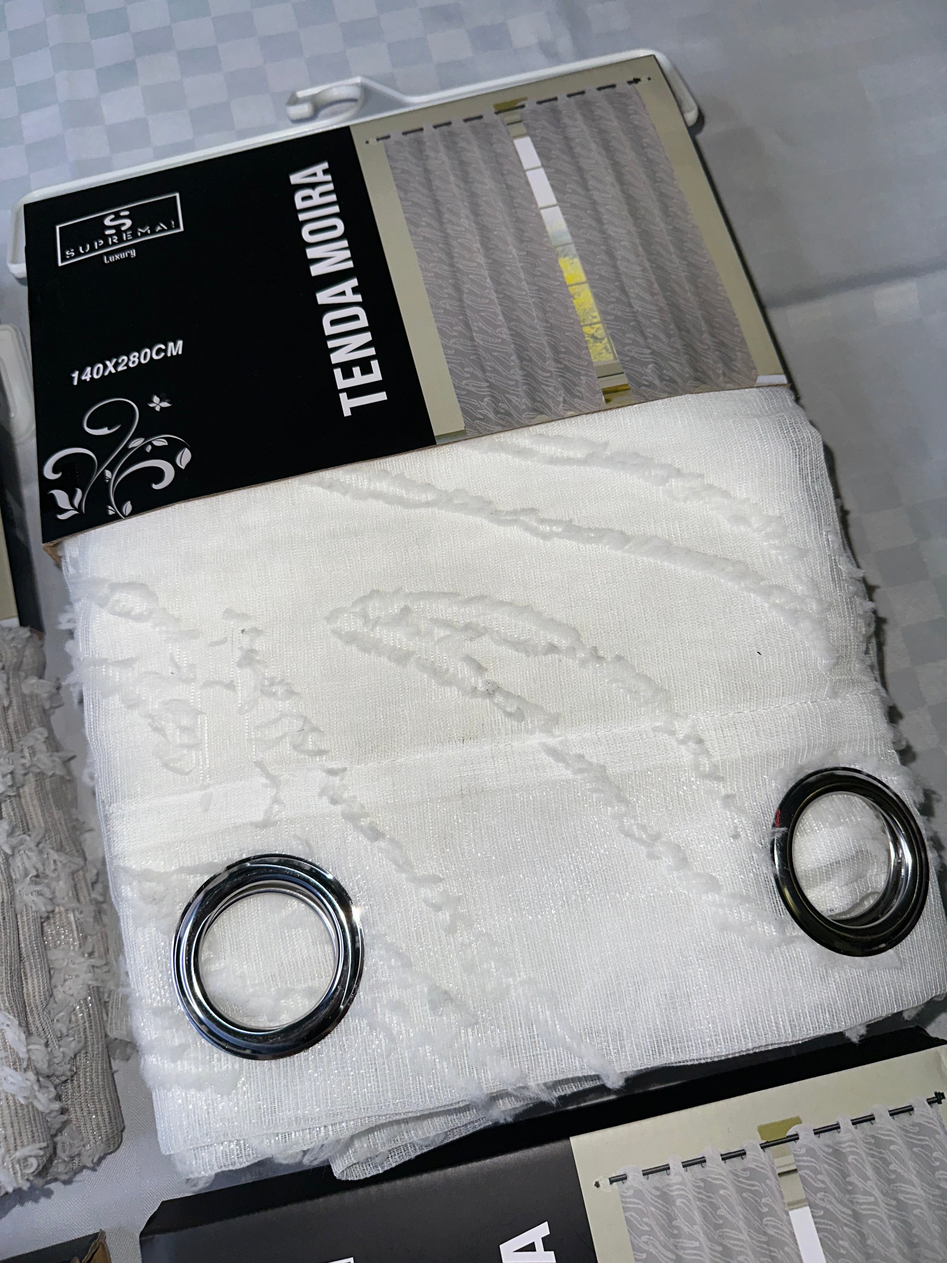 COPPIA DI TENDE PER INTERNI VELATE CONFEZIONE DA 2 TELI (OGNI TELO MISURA 140x280cm)art. Moira