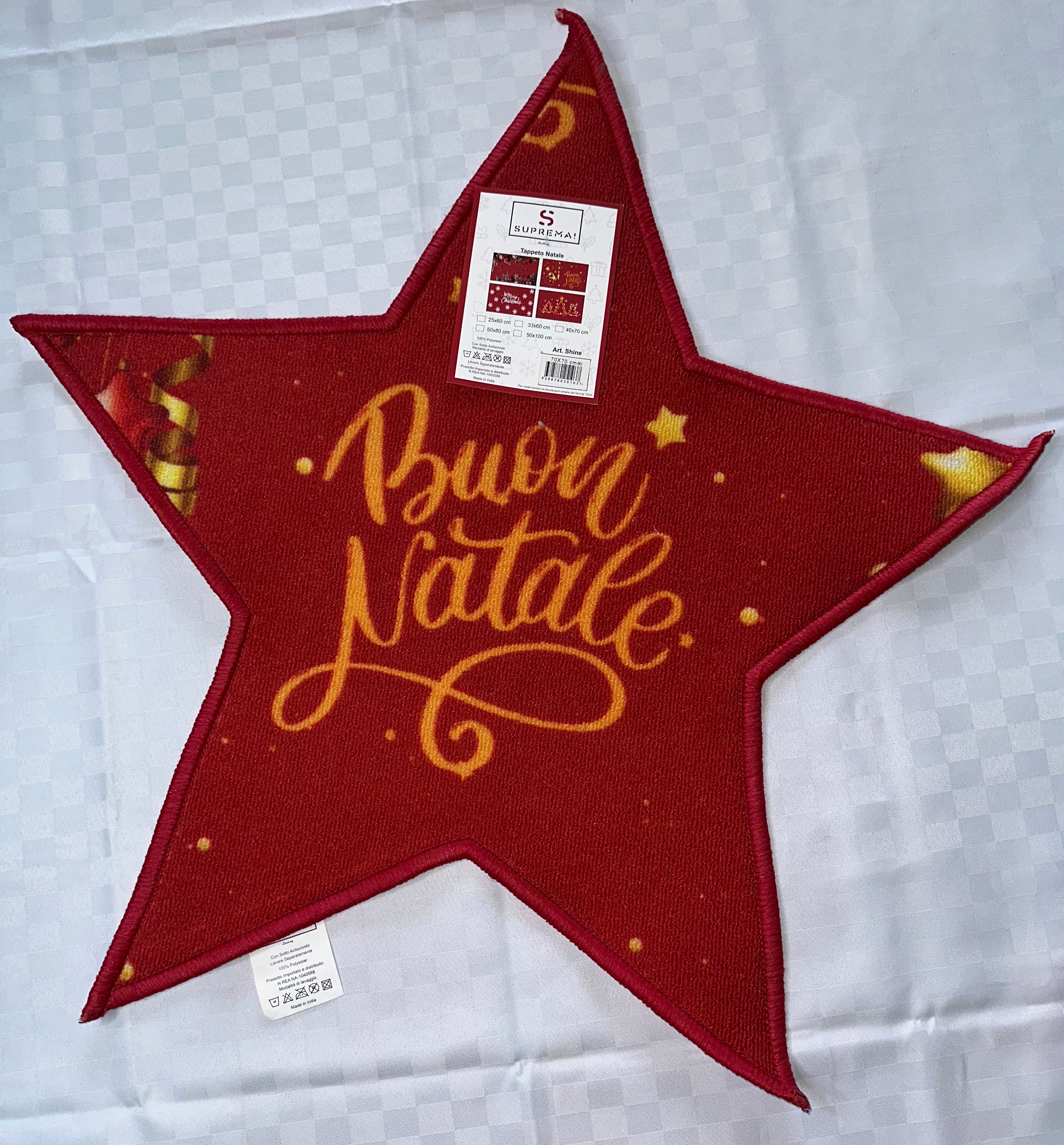 TAPPETO NATALIZIO ANTISCIVOLO A FORMA DI STELLA 70x70cm