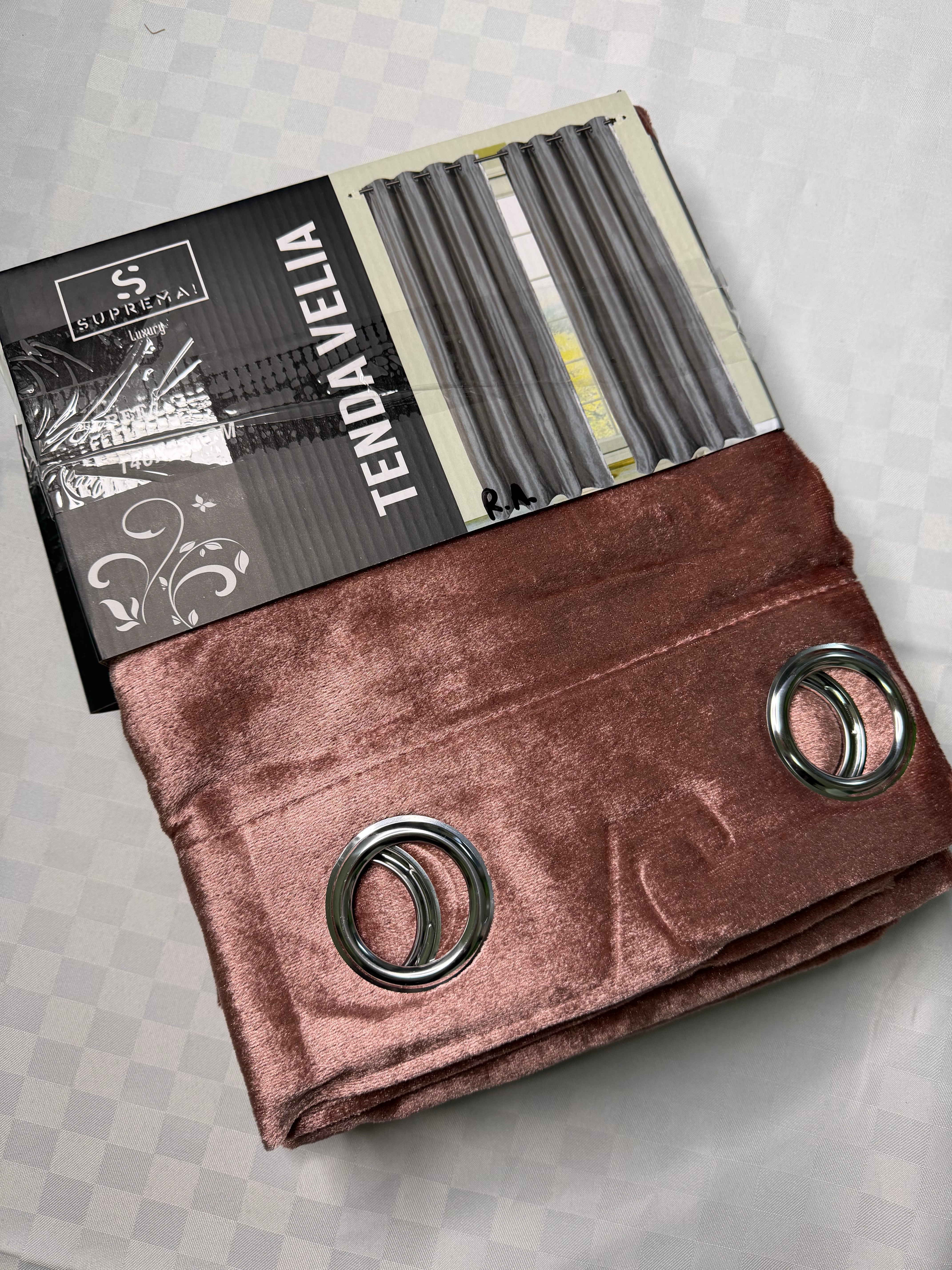 COPPIA DI TENDE PER INTERNI TESSUTO COPRENTE IN VELLUTO CONFEZIONE DA 2 TELI (OGNI TELO MISURA 140x280cm)art. Velia