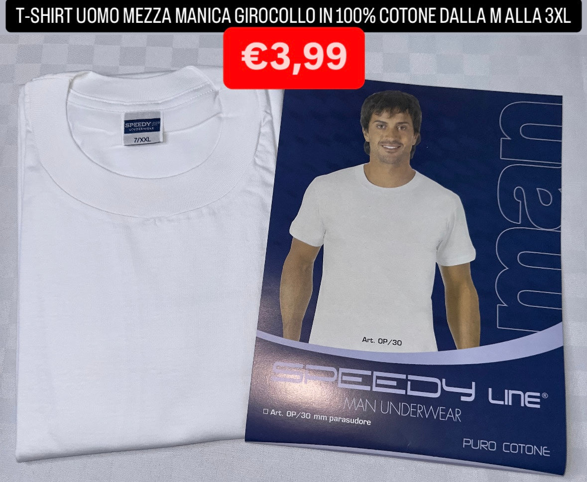 T-SHIRT UOMO MEZZA MANICA GIROCOLLO IN 100% COTONE