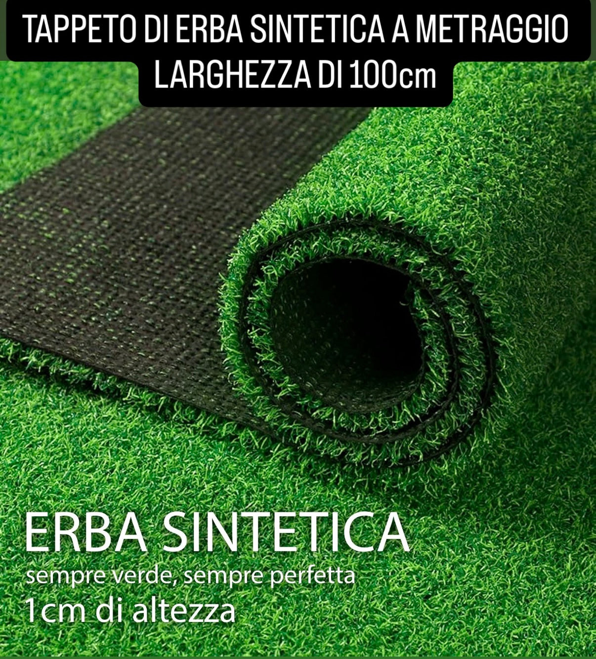 TAPPETO DI ERBA SINTETICA A METRAGGIO LARGHEZZA DI 100cm