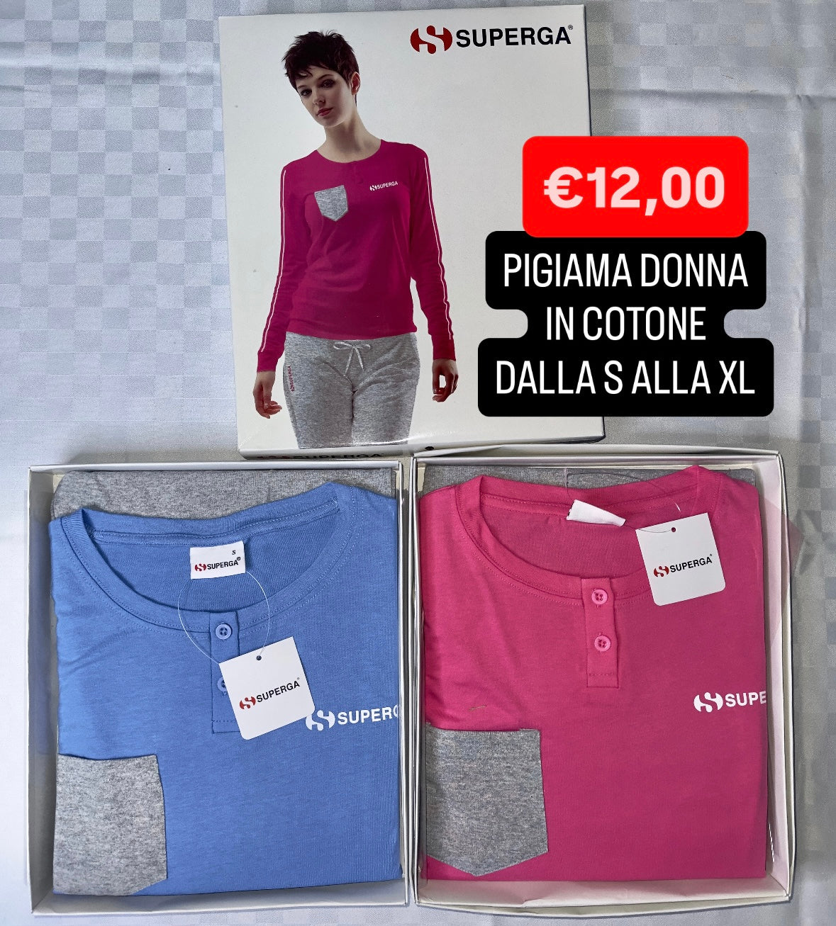 PIGIAMA DONNA IN COTONE MANICA LUNGA E PANTALONE LUNGO