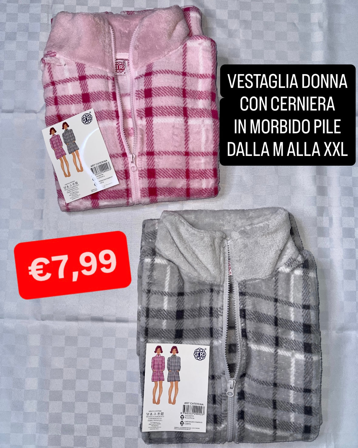 VESTAGLIA DONNA IN MORBIDO PILE CON CERNIERA