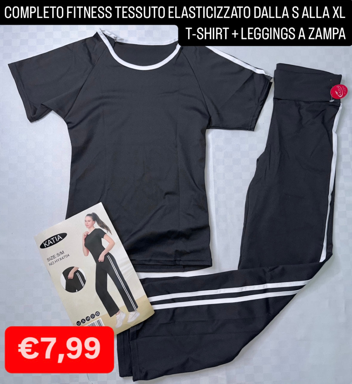 COMPLETO FITNESS T-SHIRT + LEGGINGS TESSUTO ELASTICIZZATO