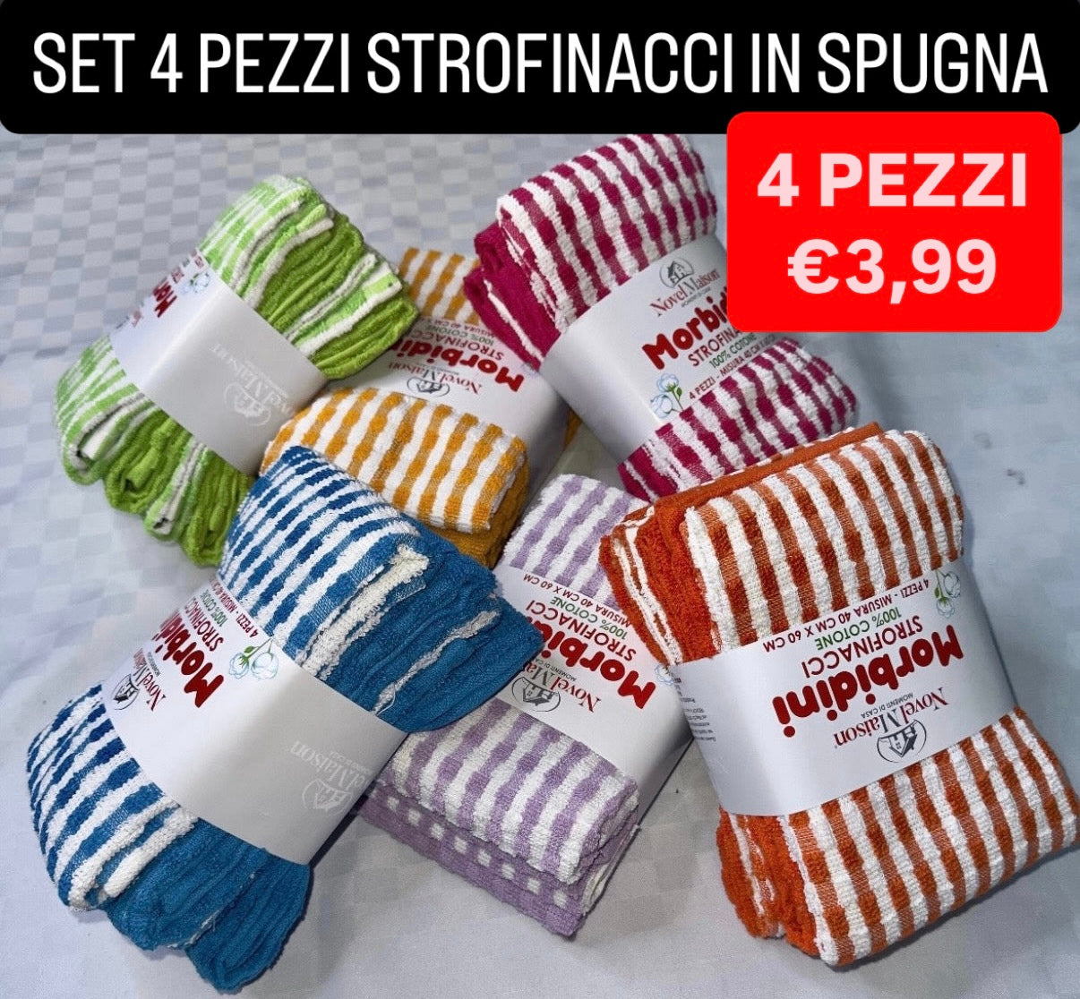 STROFINACCI CUCINA IN SPUGNA CONFEZIONE DA 4 PEZZI (COLORE CASUALE)