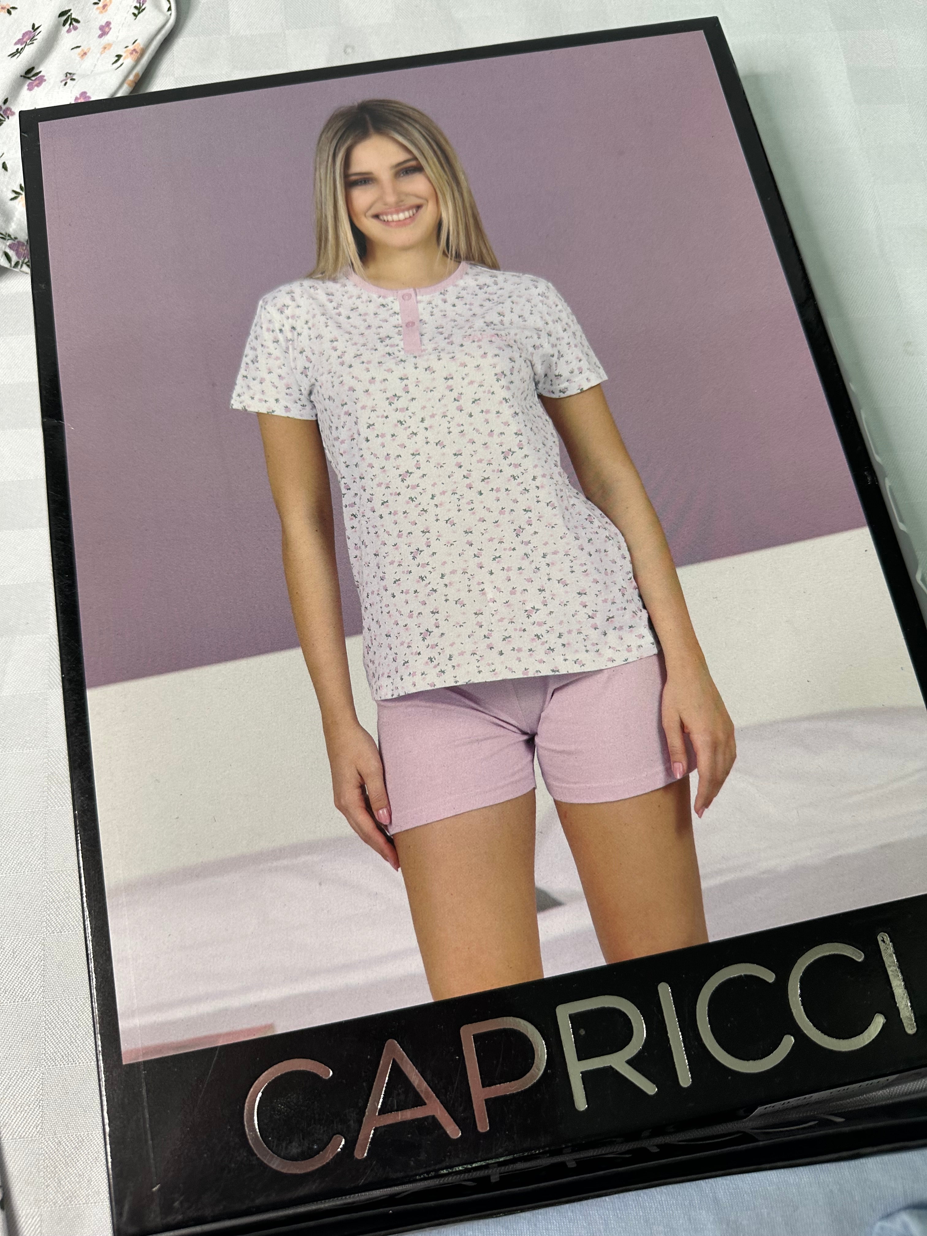 PIGIAMA DONNA IN COTONE 100% MEZZA MANICA E PANTALONCINO