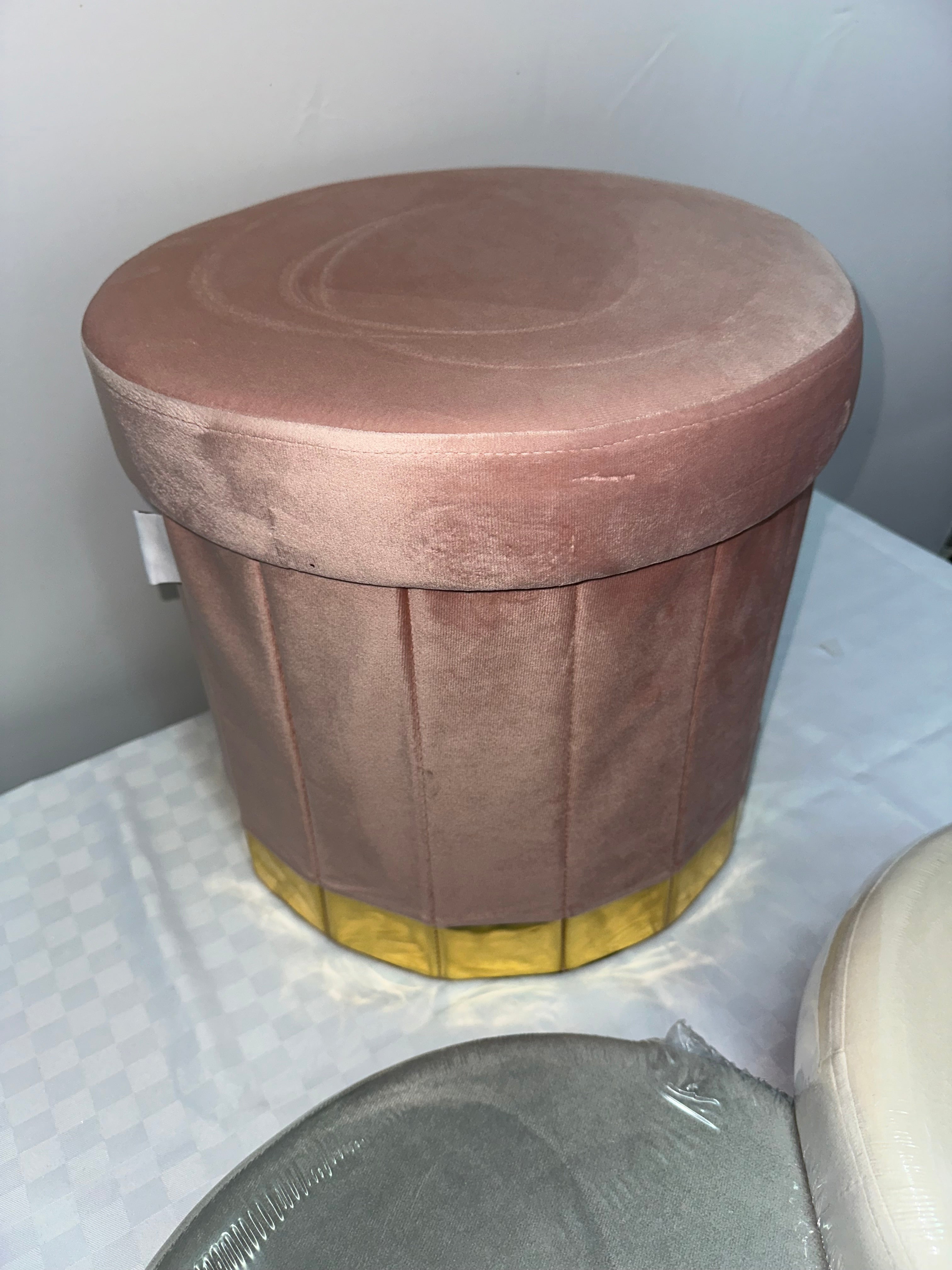 POUF CONTENITORE ROTONDO IN VELLUTO 40x40cm