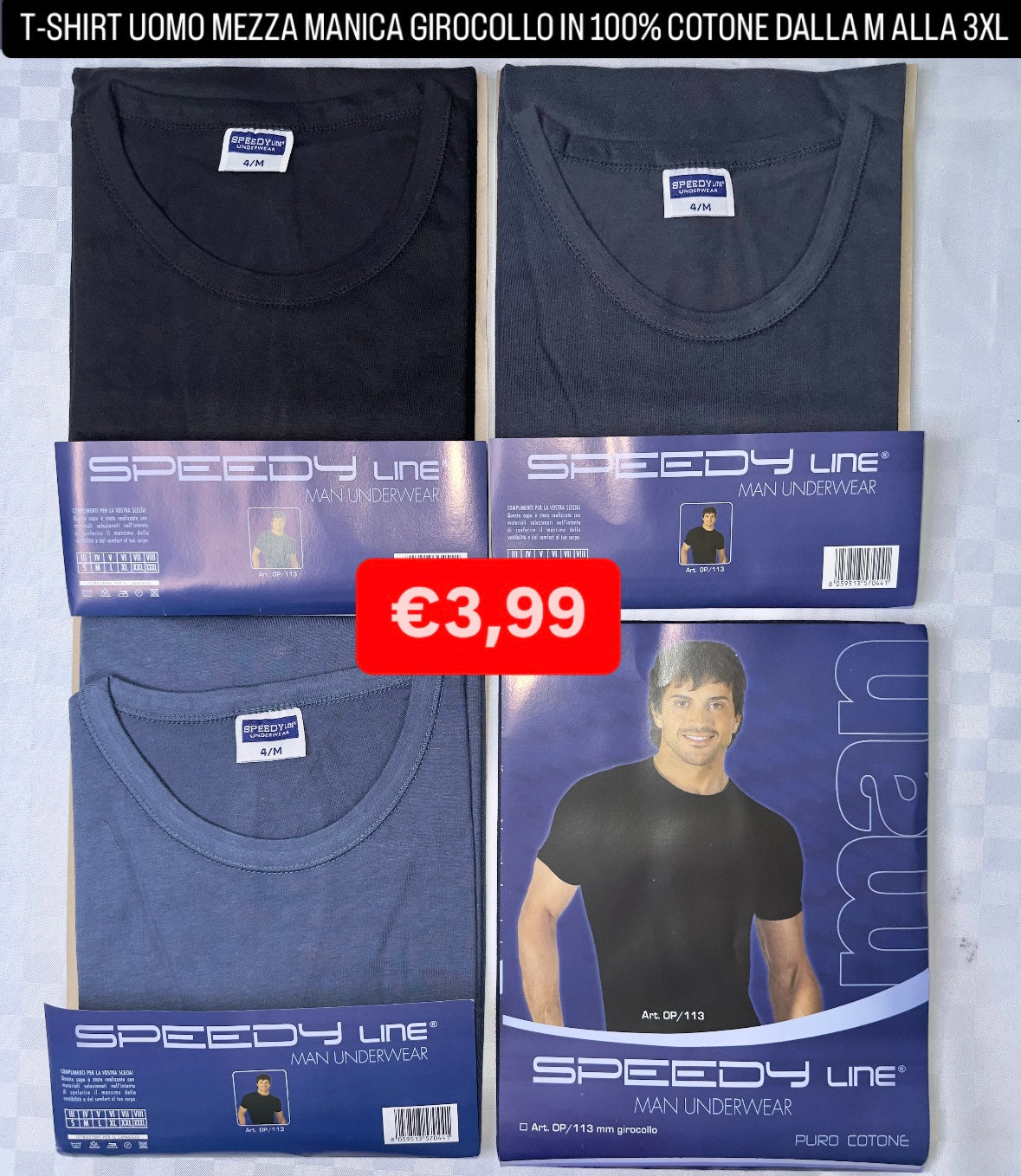 T-SHIRT UOMO MEZZA MANICA GIROCOLLO IN 100% COTONE