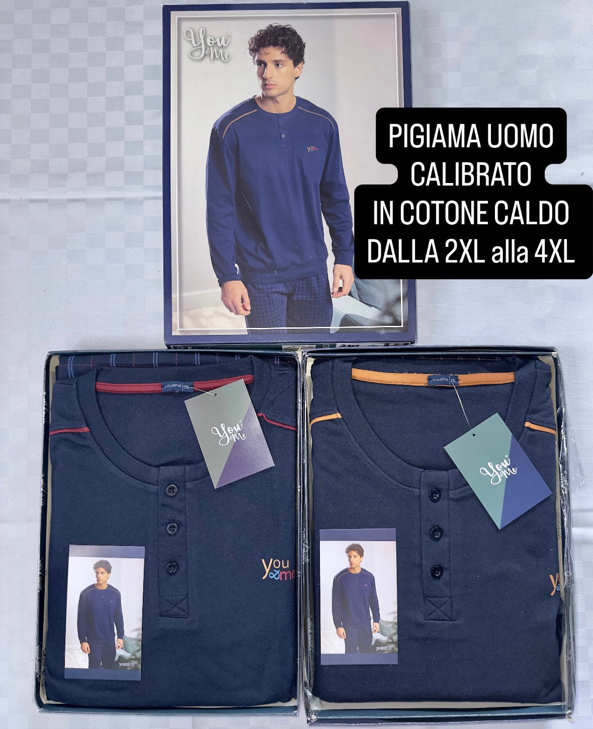 PIGIAMA UOMO CALIBRATO IN COTONE CALDO dalla 2XL alla 4XL