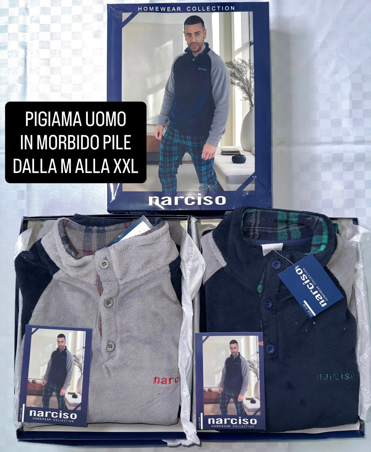 PIGIAMA UOMO IN MORBIDO PILE Manica lunga e Pantalone lungo