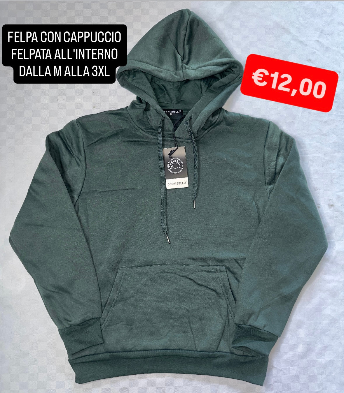 FELPA CON CAPPUCCIO FELPATA ALL'INTERNO