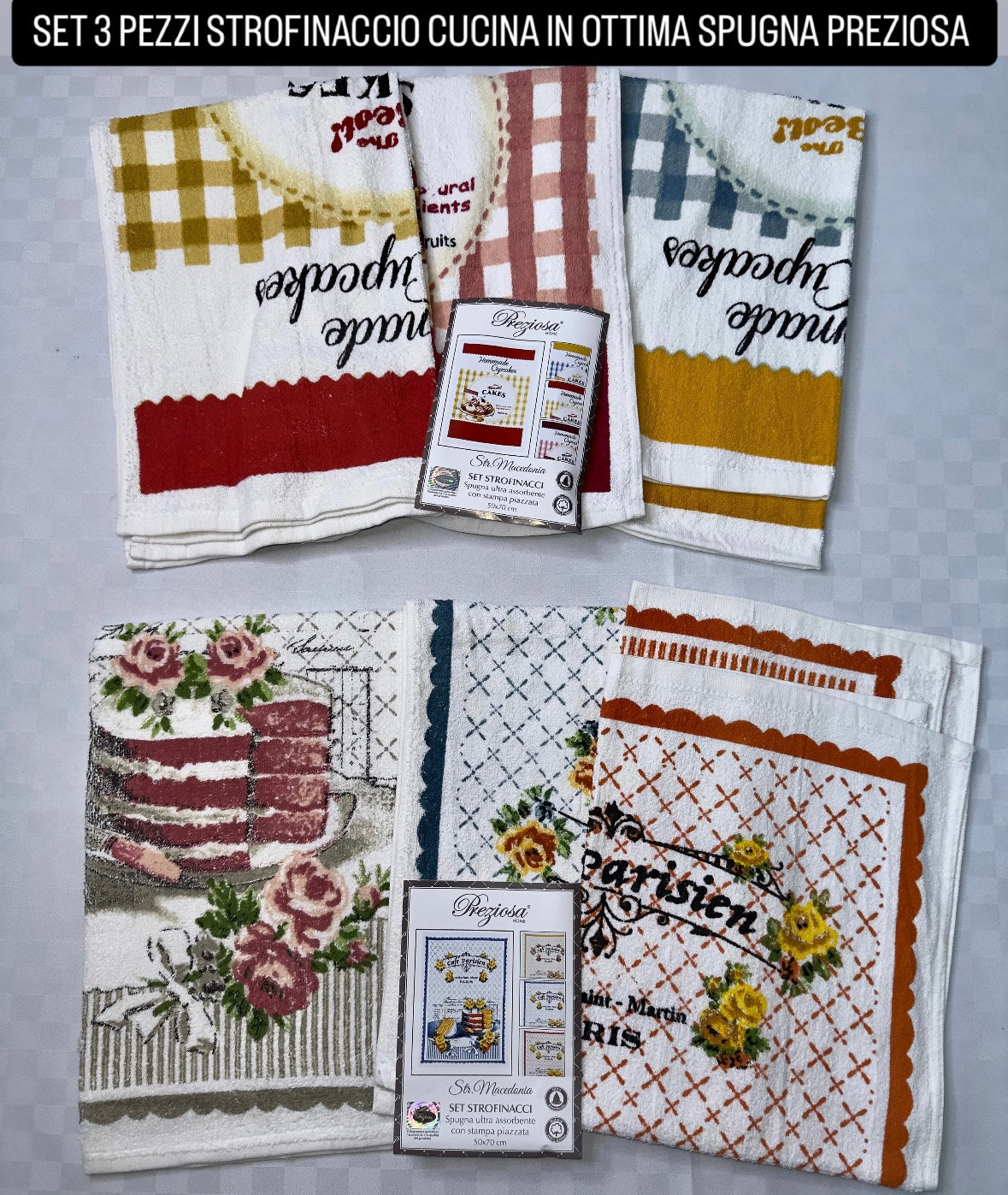 STROFINACCIO CUCINA SET DA 3 PEZZI IN OTTIMA SPUGNA PREZIOSA